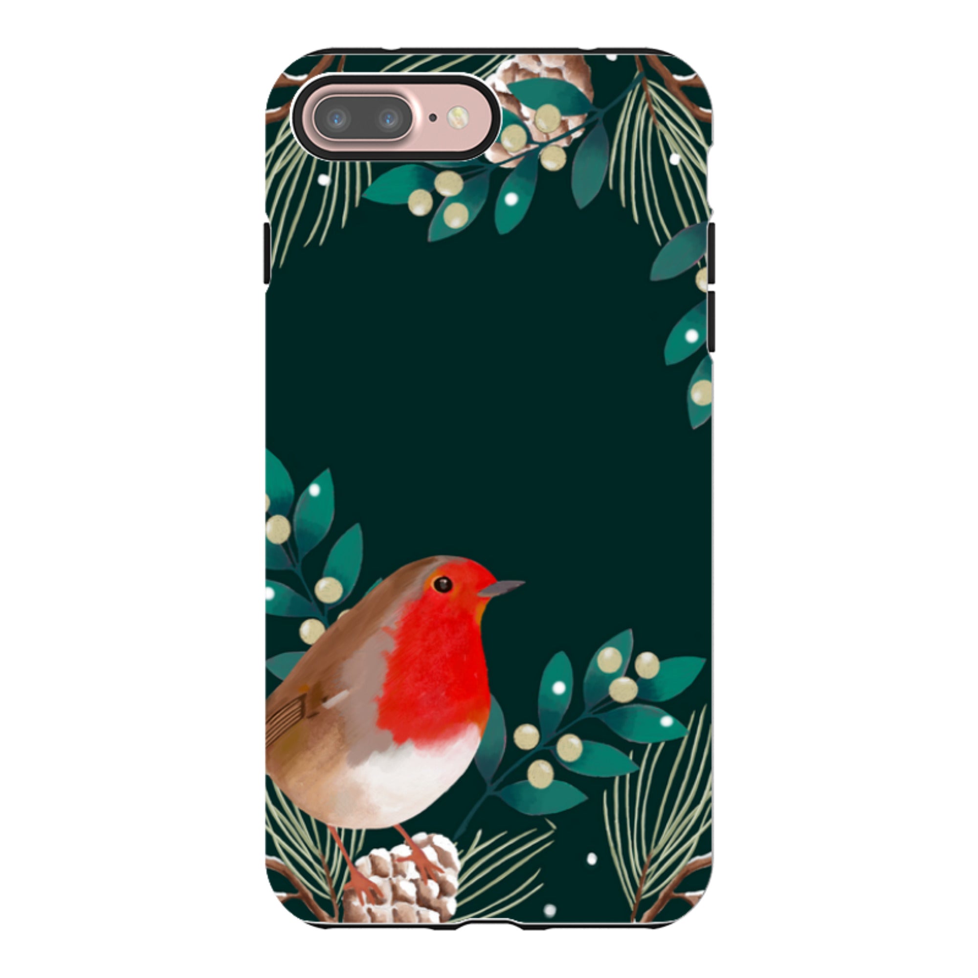 iPhone Tough Case - Robin Pine Cones By Bex Parkin