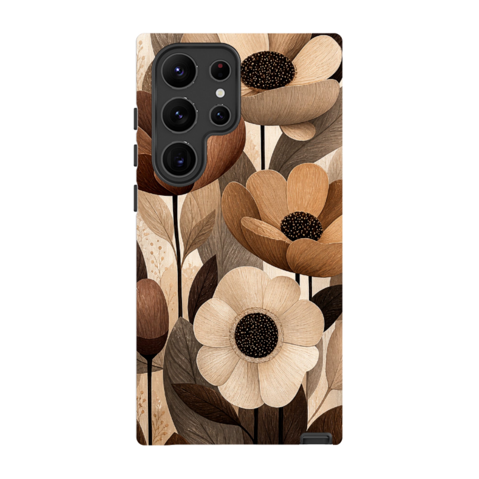 Samsung Tough Case - Chocolate Woodgrain Floral