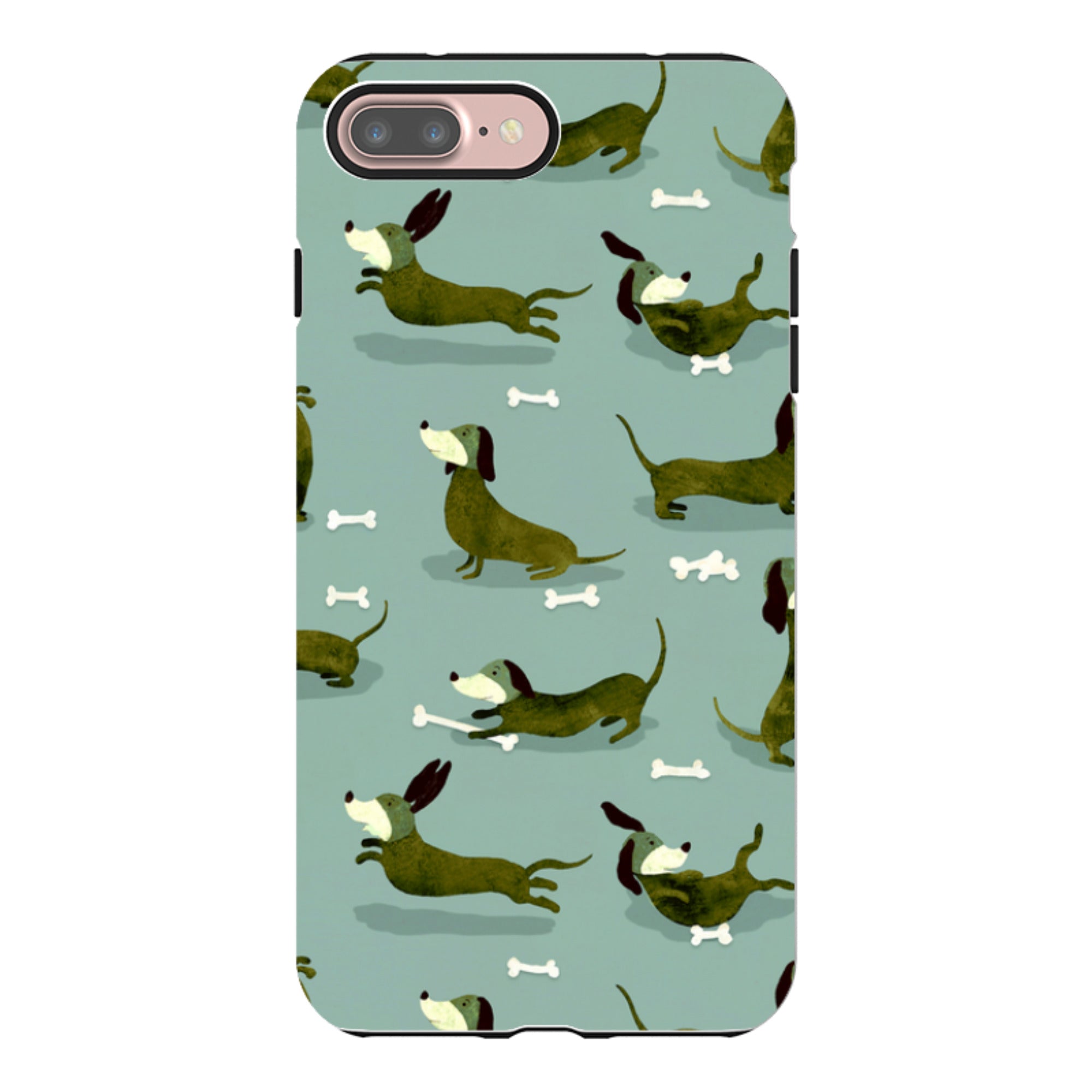 iPhone Tough Case - Dash Dogs Green By Katherine Quinn