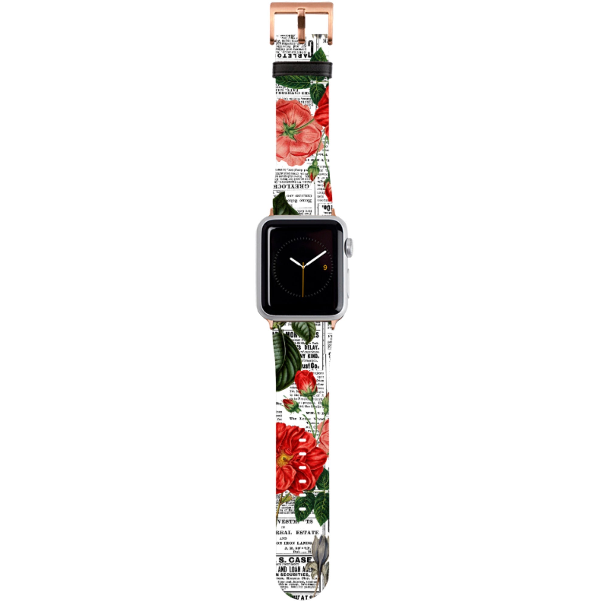 Floral Newsprint Apple Watch Strap