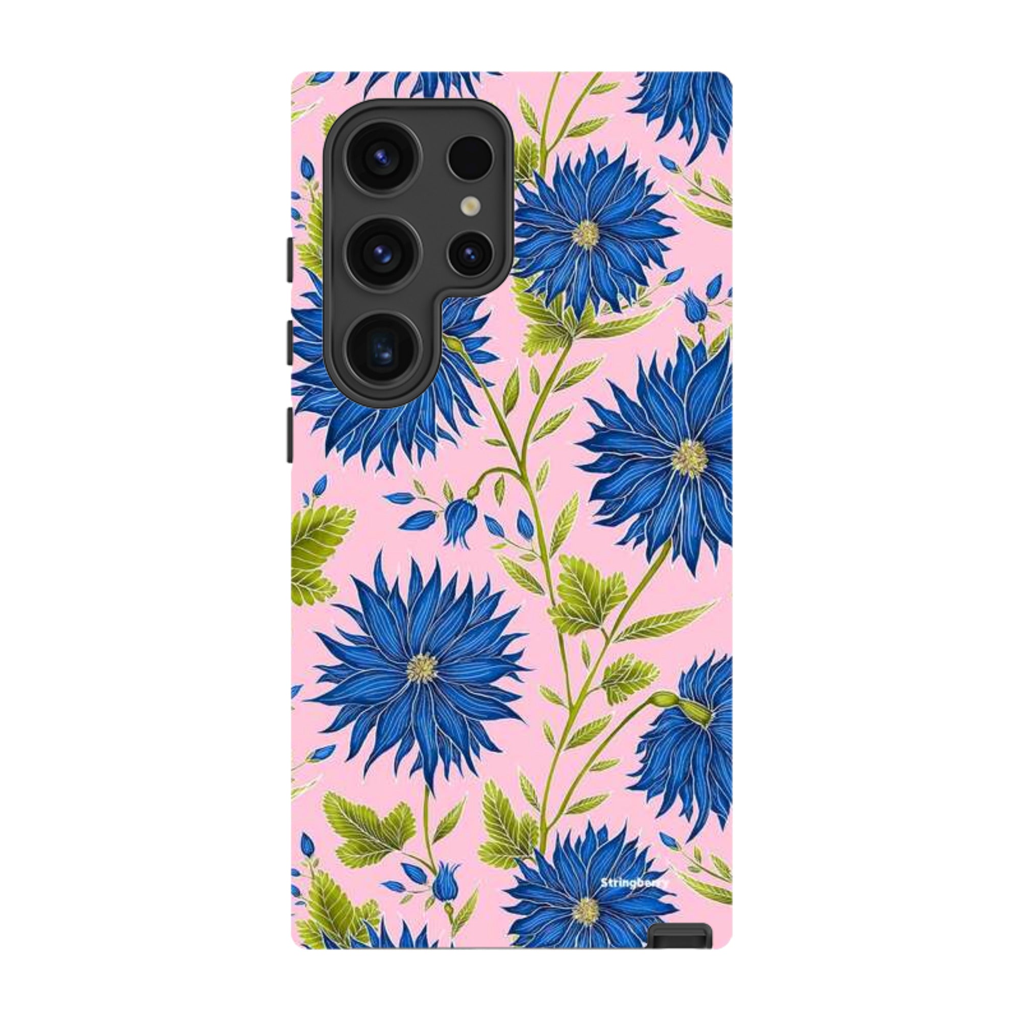 Samsung Tough Case - Blue Flowers Pink By Catherine Rowe