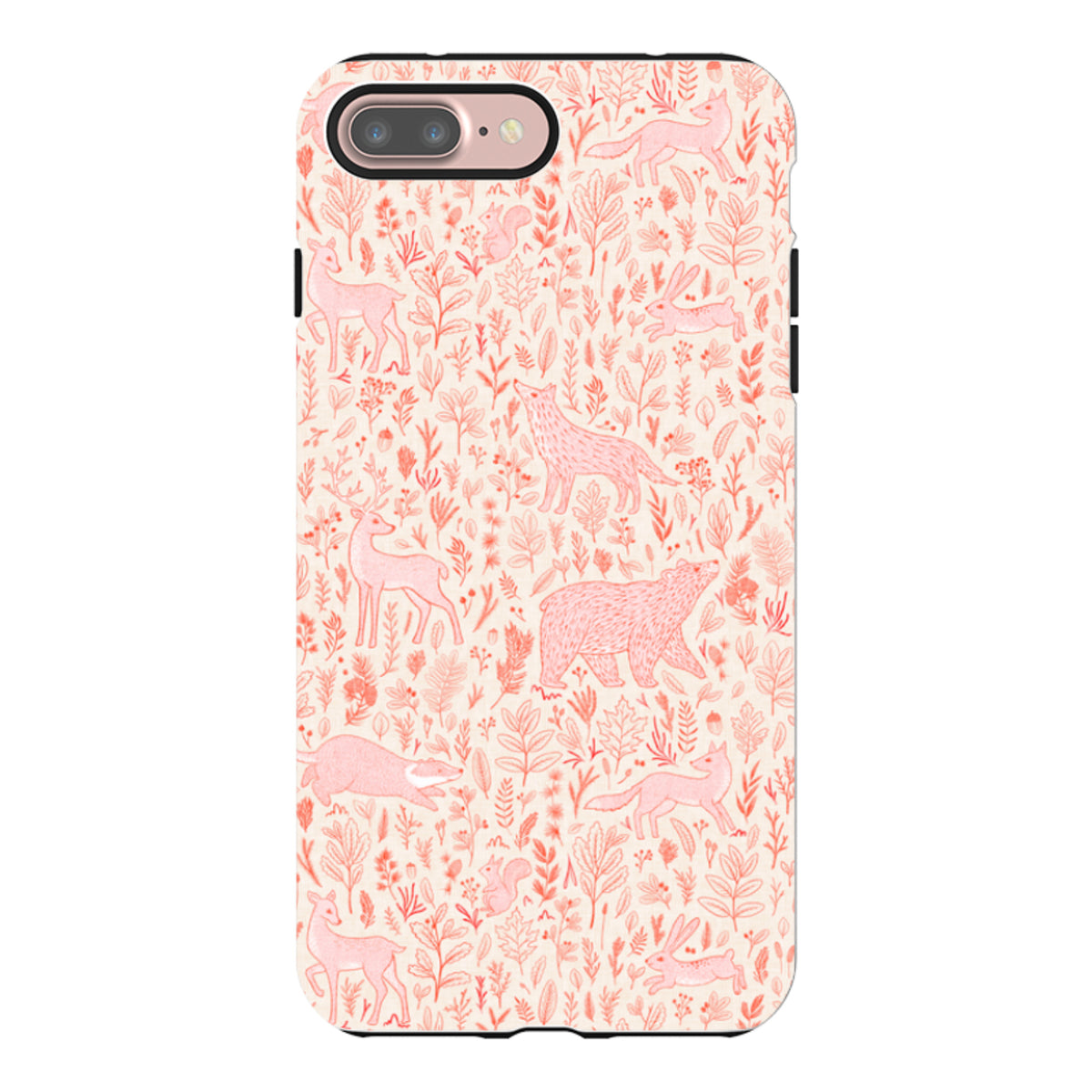 iPhone Tough Case - Forest animals pink and red By Katherine Quinn