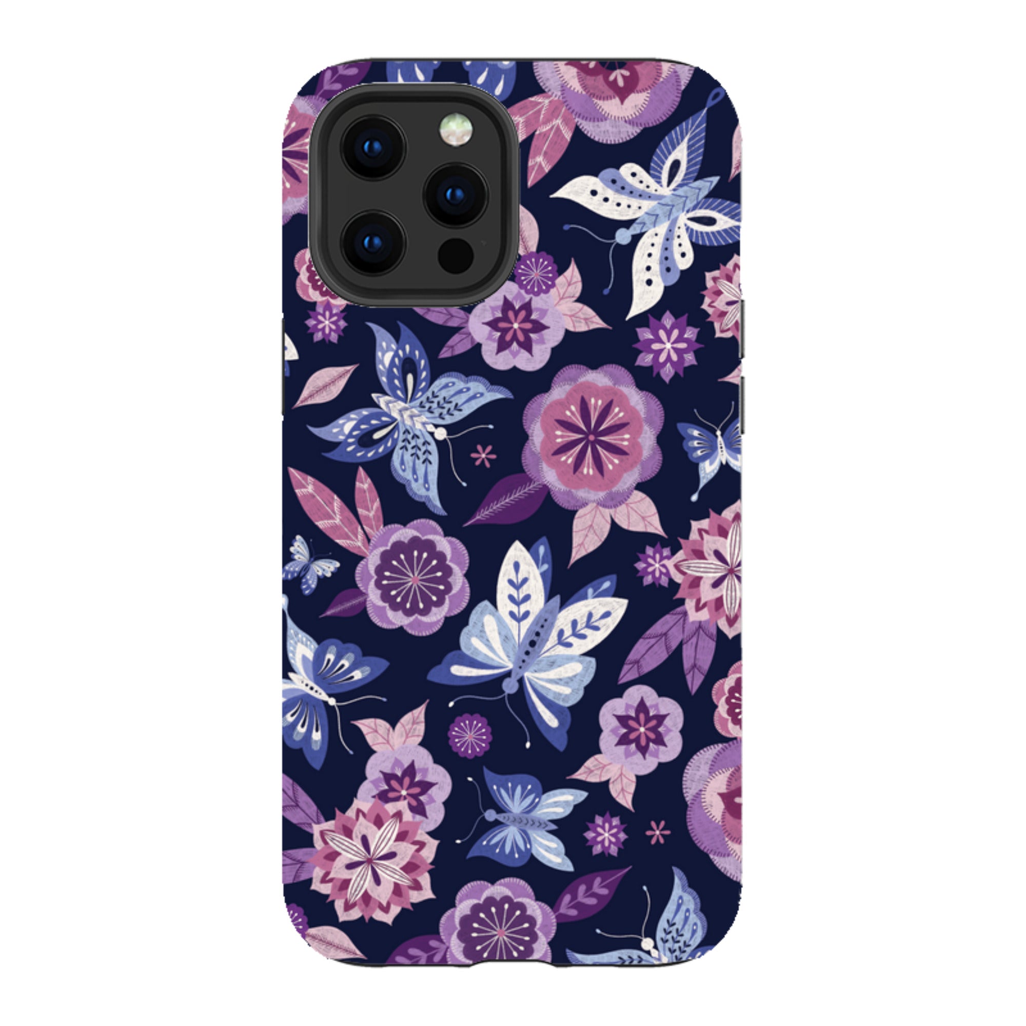 iPhone Tough Case - Butterfly Blooms Navy By Jenny Zemanek