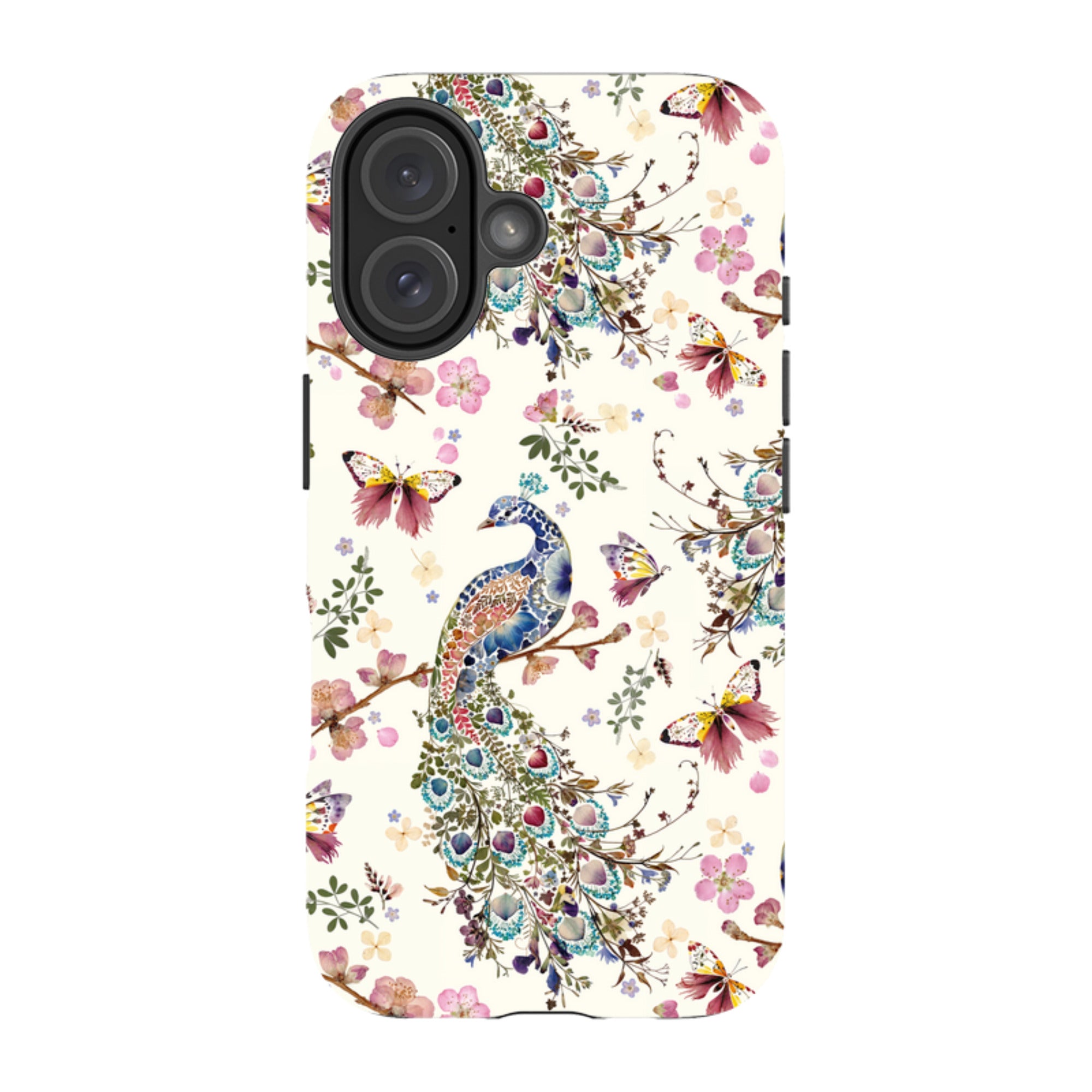 iPhone Tough Case - Peacock and Cherry Blossoms By Helen Ahpornsiri