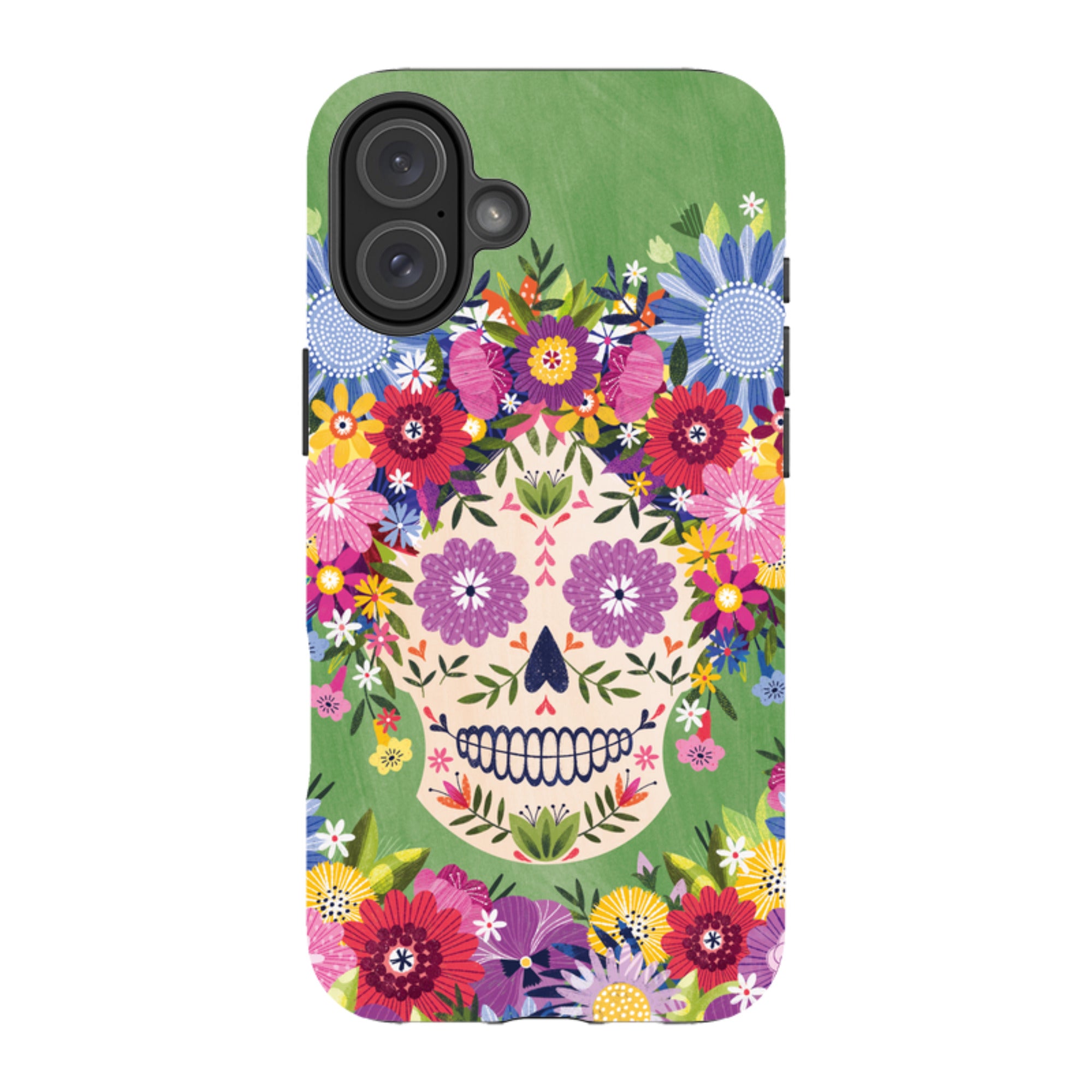 iPhone Tough Case - Sugar Skull Green By Ali Brookes