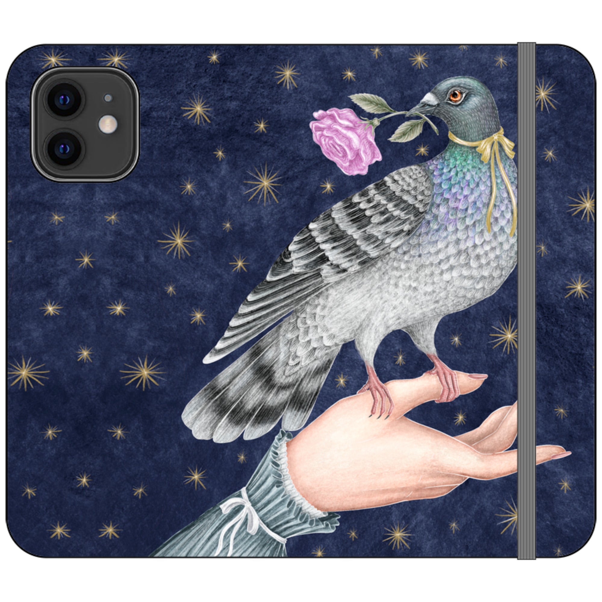 Pigeon With Rose Wallet Case By Catherine Rowe