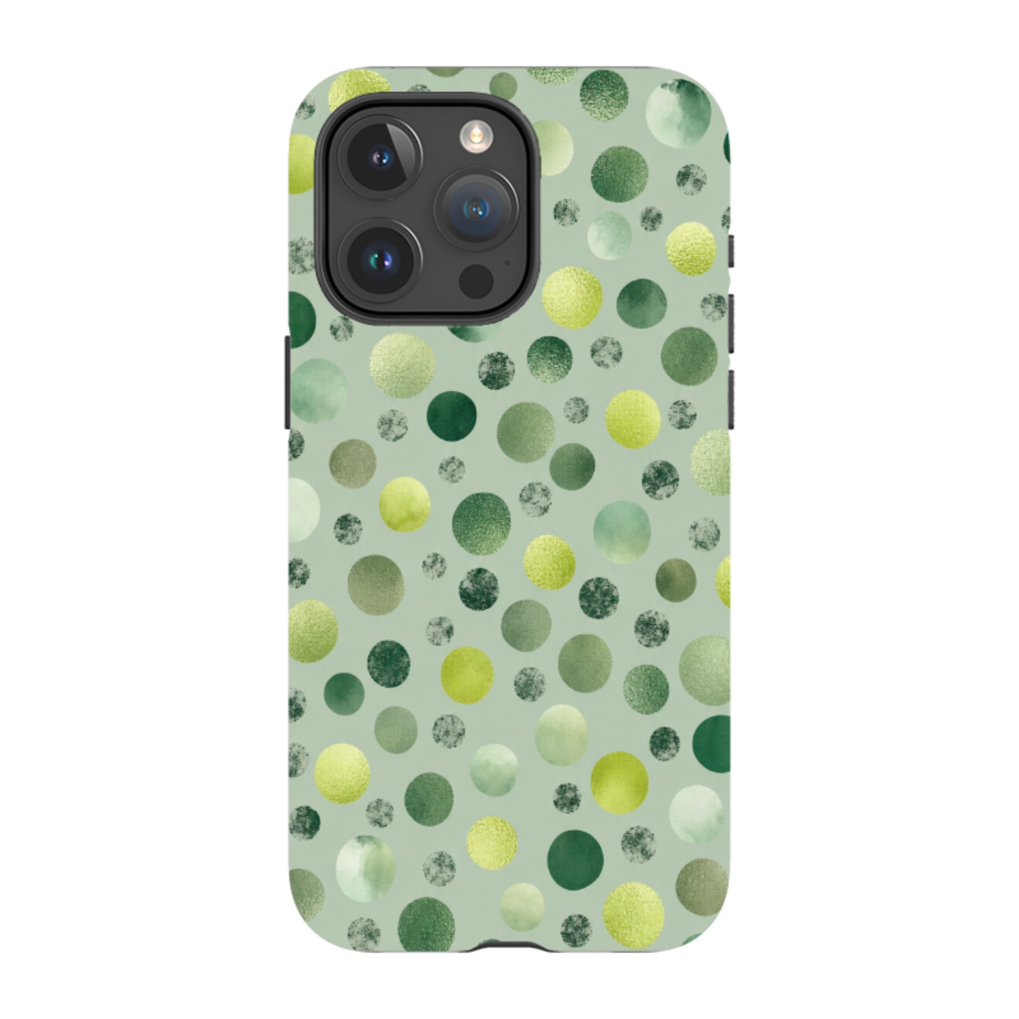 iPhone Tough Case - Sage Green Polka Dot