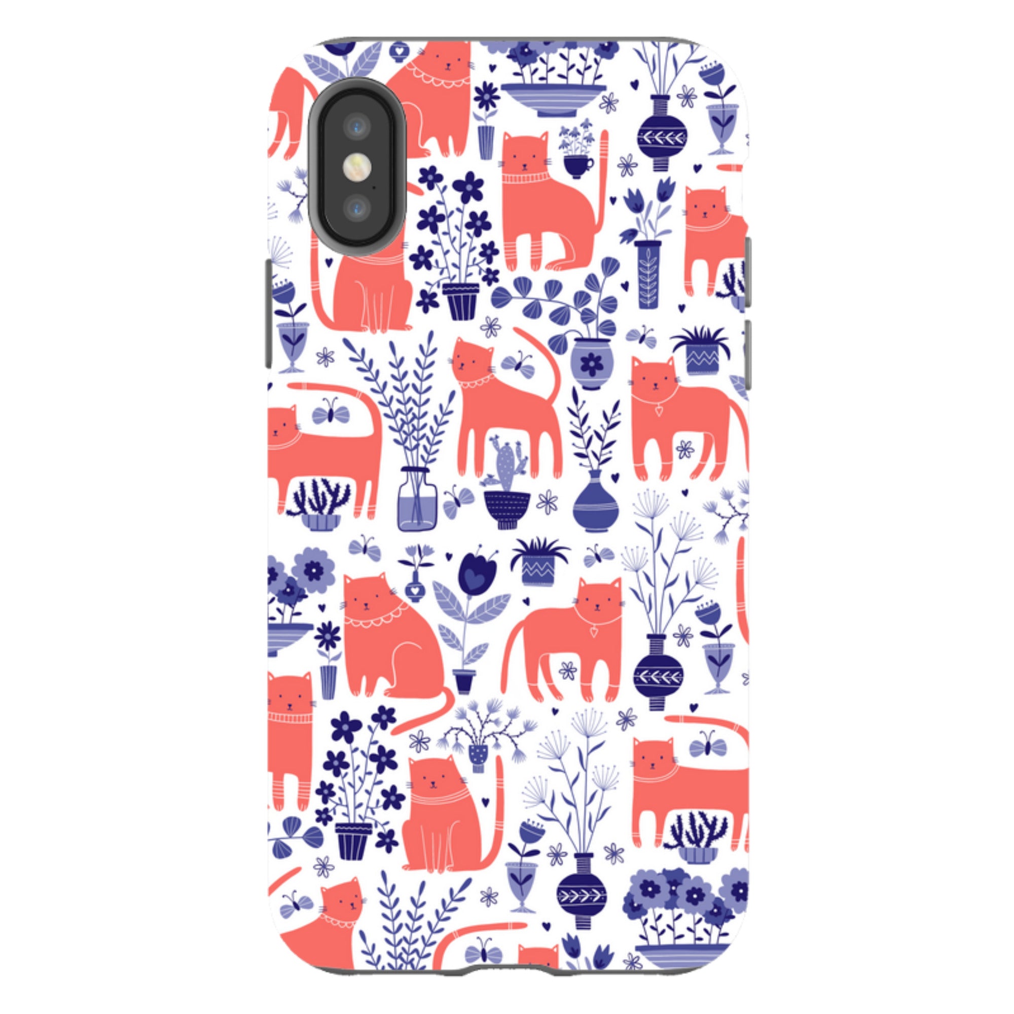 iPhone Tough Case - Coral Cats By Suzy Taylor