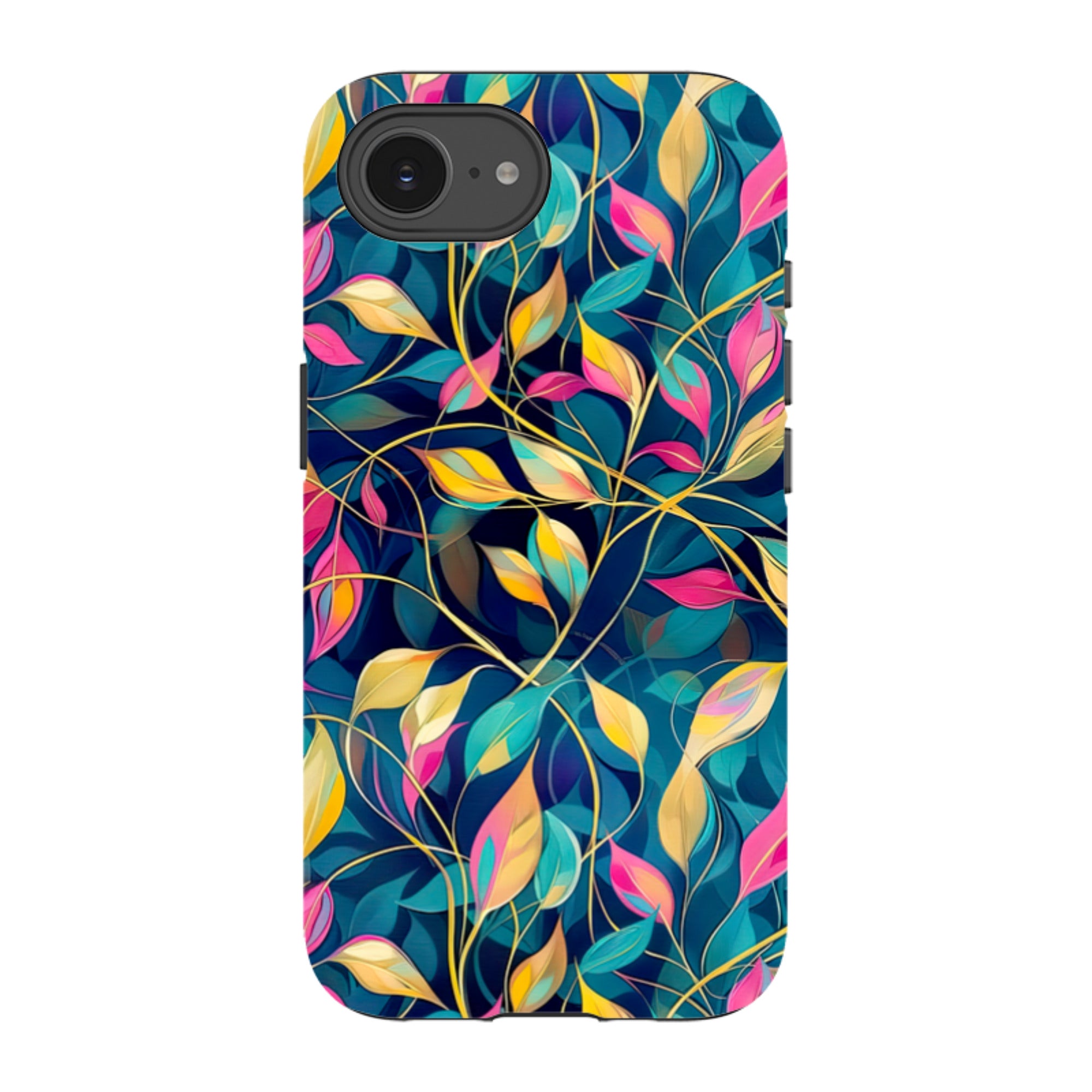 iPhone Case - Pink and Teal Leaves