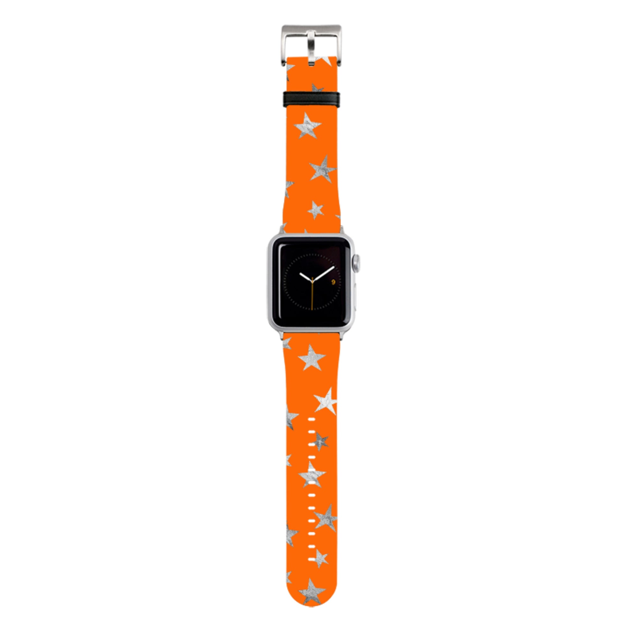 Orange and Silver Stars Apple Watch Strap