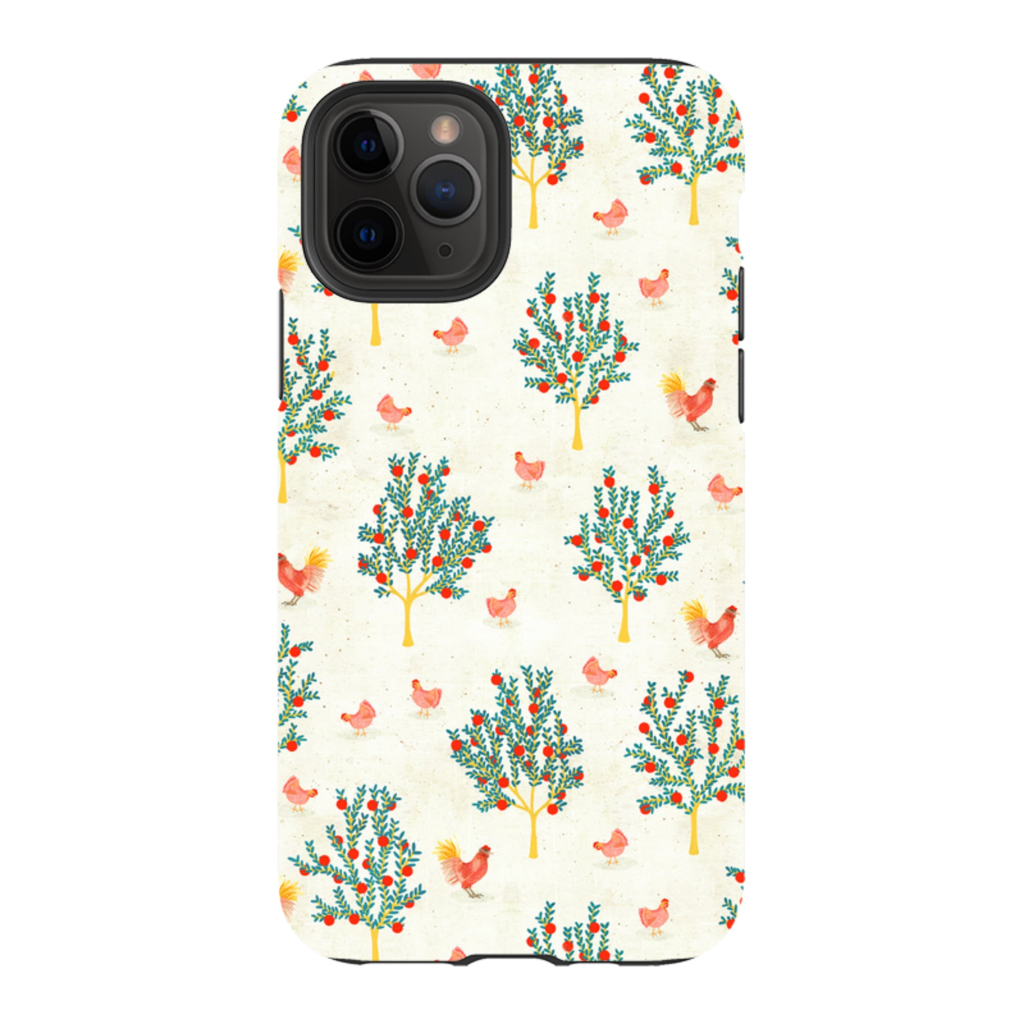 iPhone Tough Case - Apple Trees and Chickens Cream By Katherine Quinn