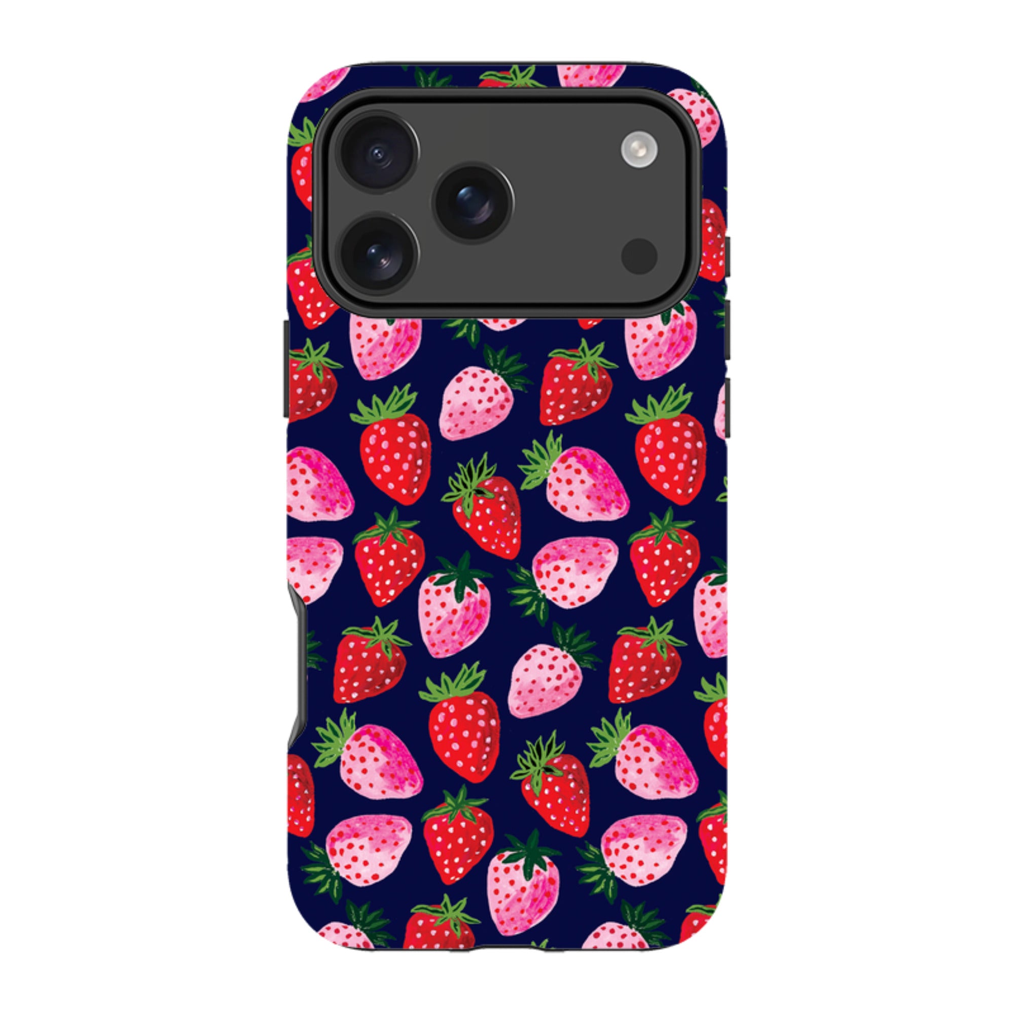 iPhone Tough Case - Strawberry Scatter Navy By Emma Frances Grant