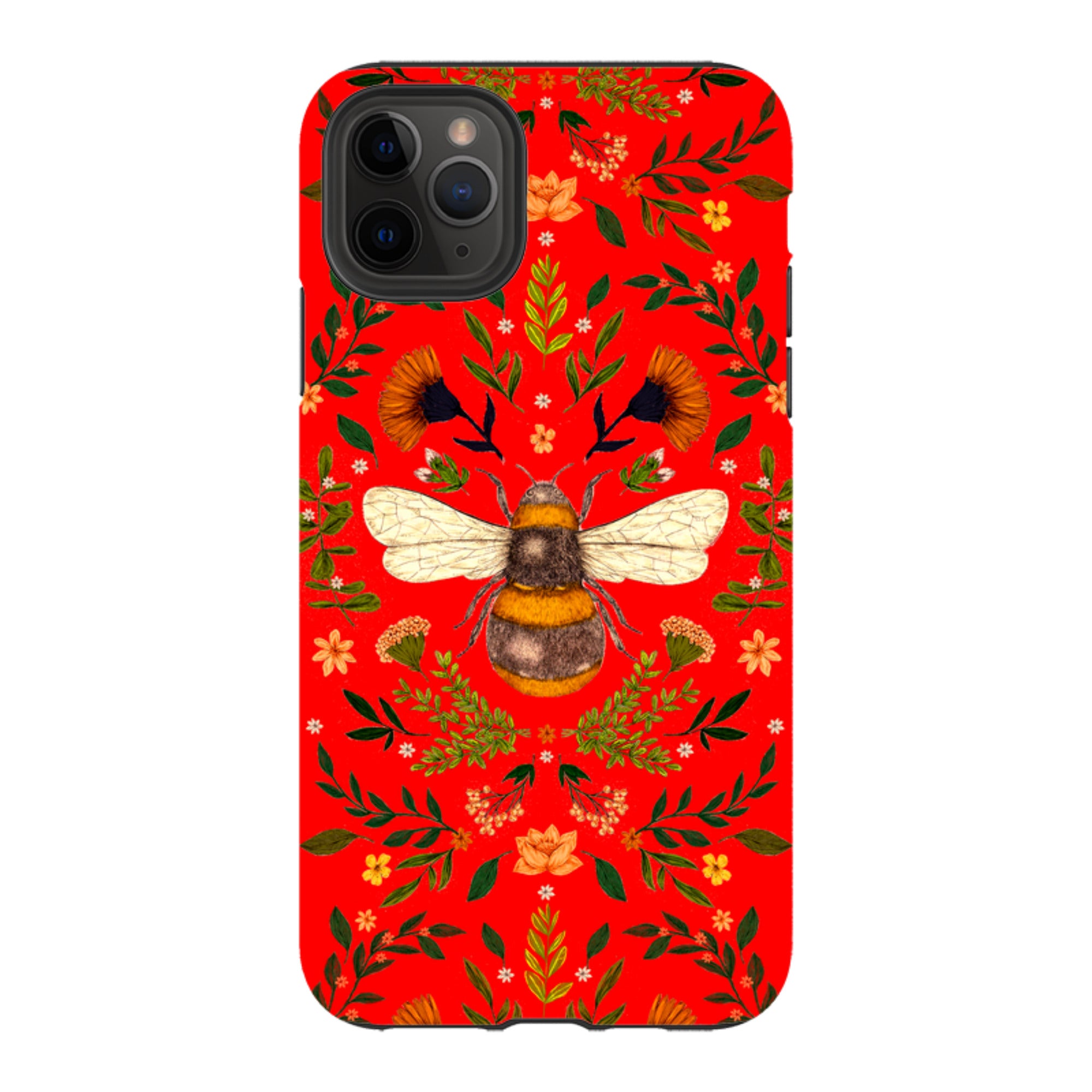 iPhone Tough Case - Botanical Bee Red By Jade Mosinski