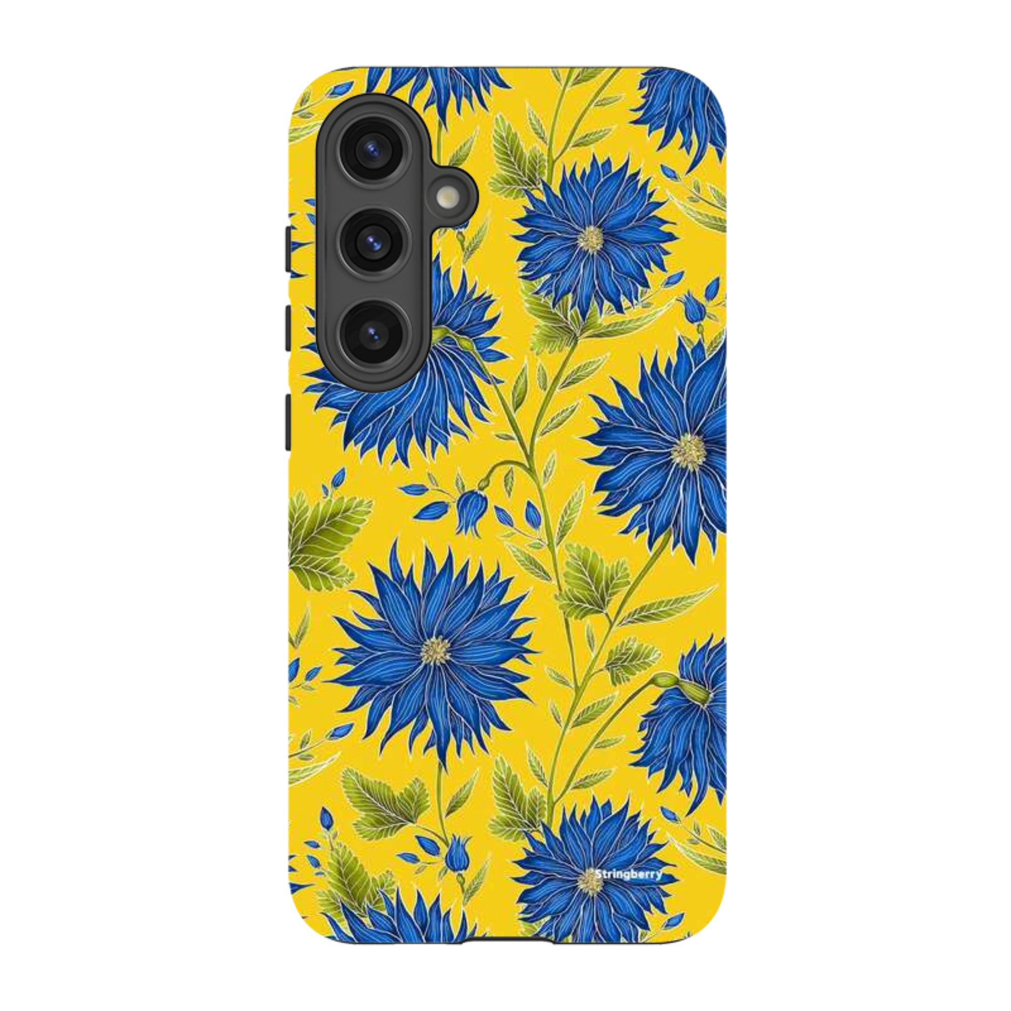 Samsung Tough Case - Blue Flowers Yellow By Catherine Rowe