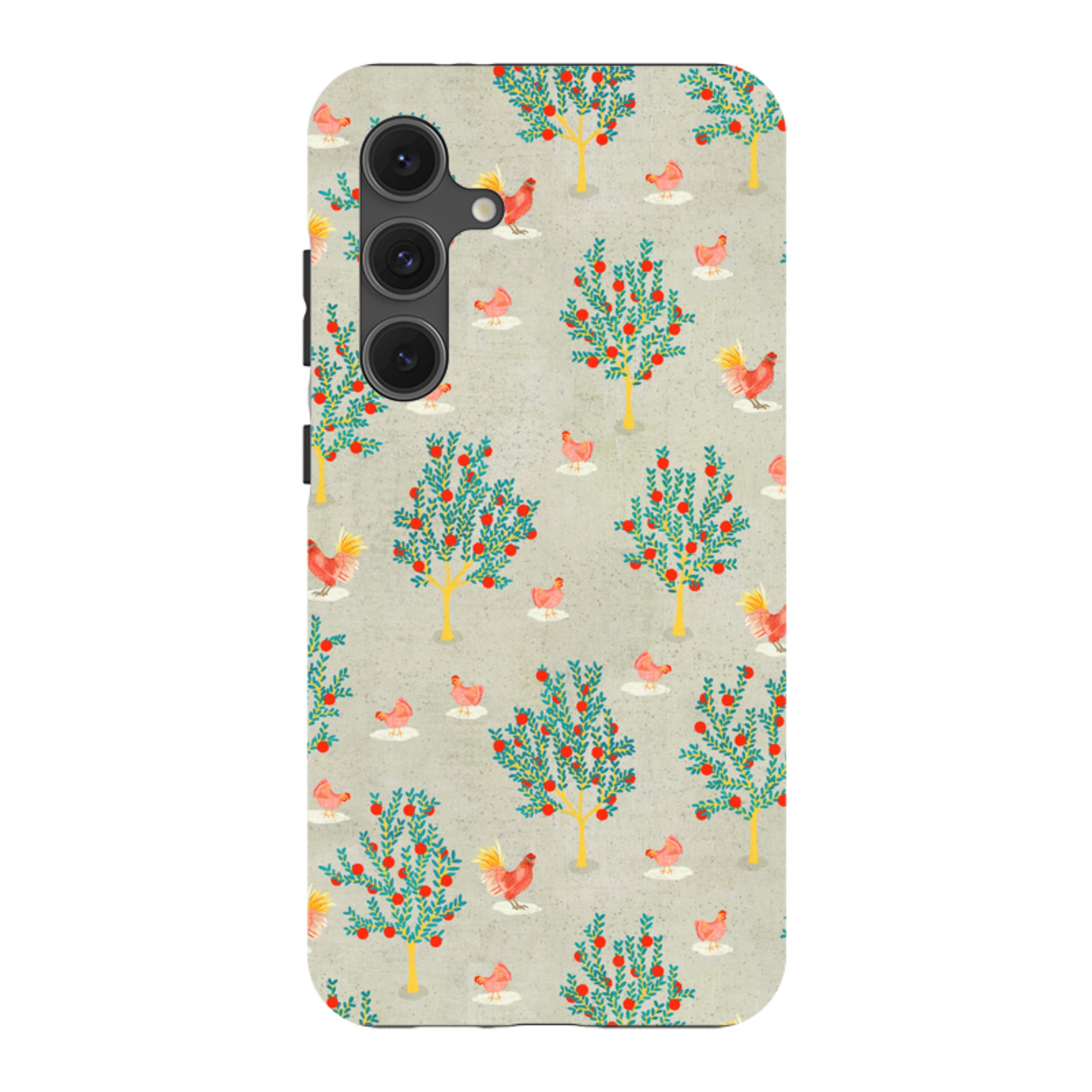Samsung Tough Case - Apple Trees And Chickens Grey By Katherine Quinn