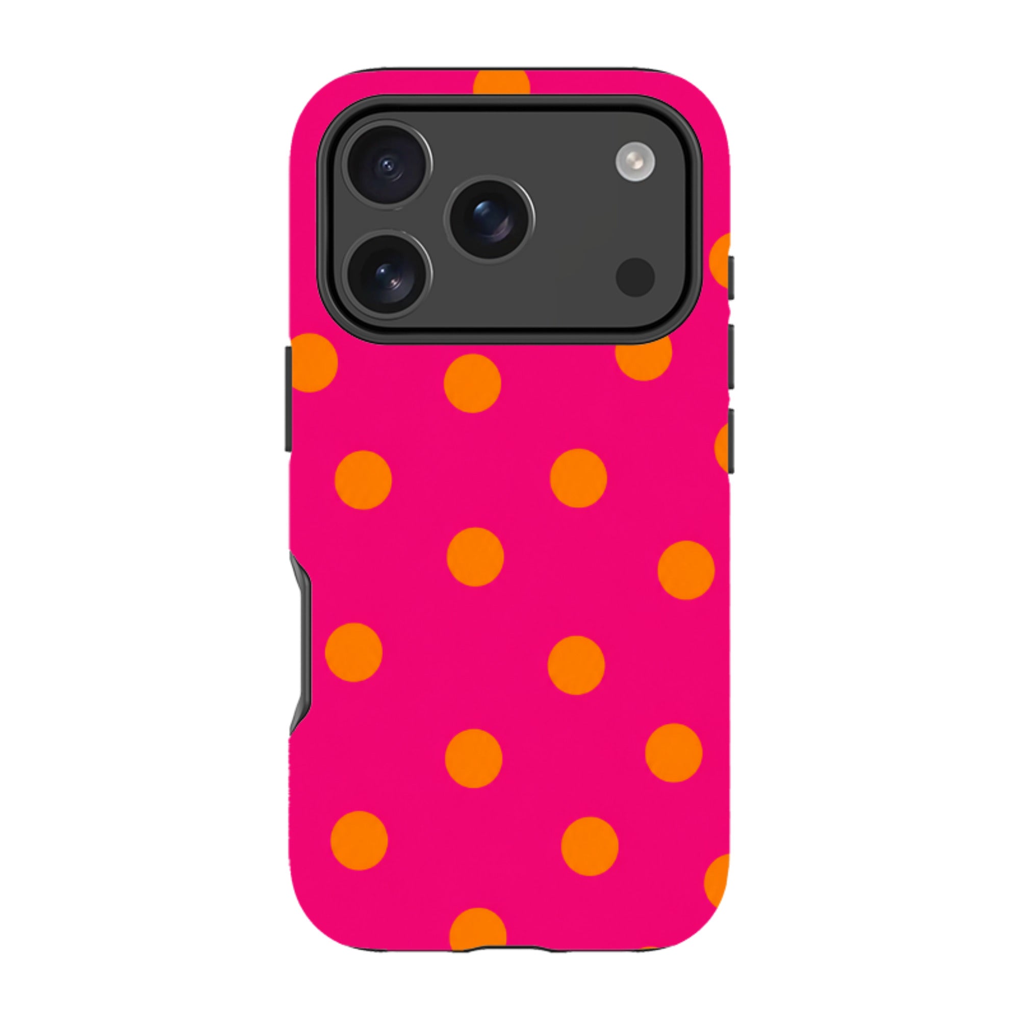 iPhone Tough Case - Hot Pink & Orange Polka Dot