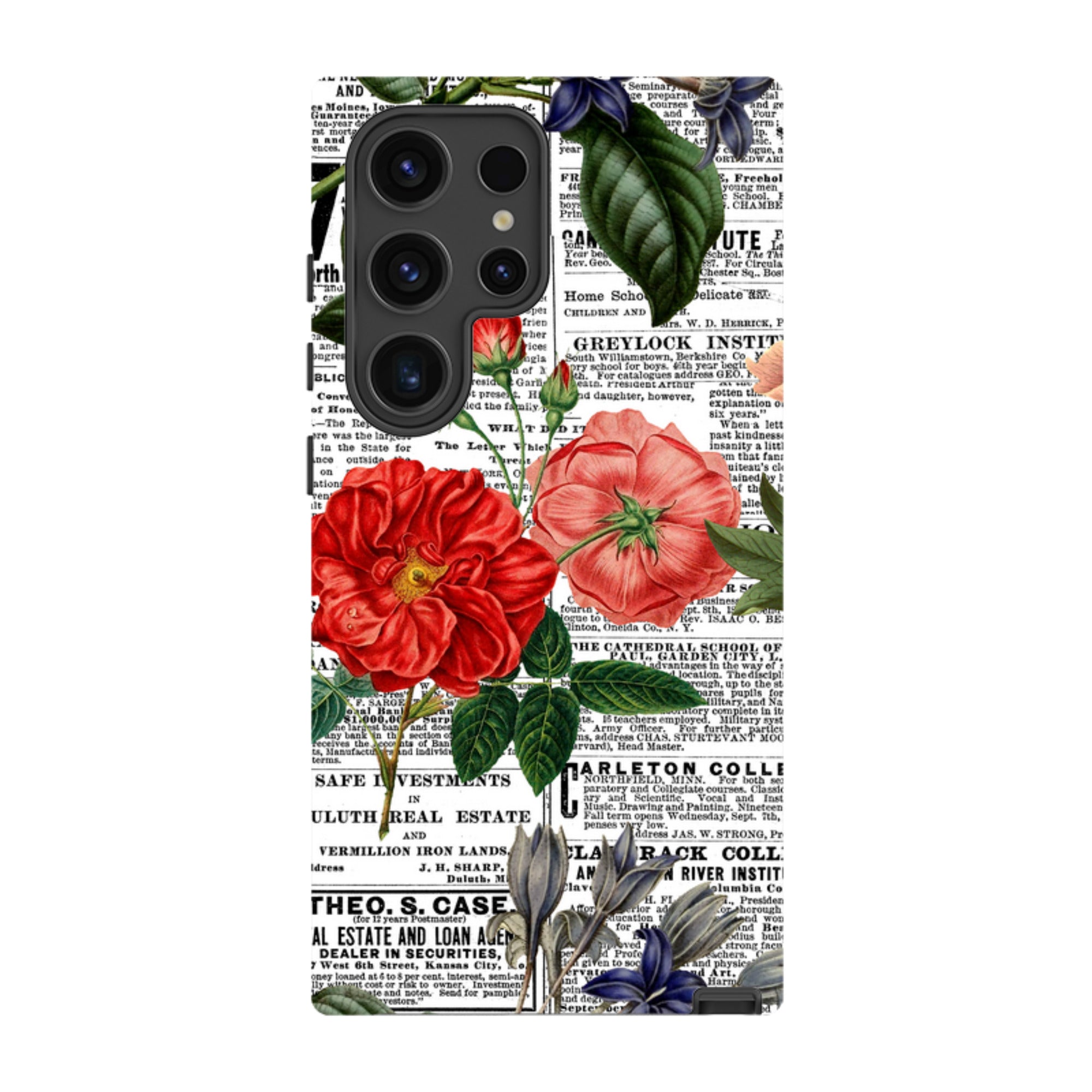 Samsung Tough Case - Floral Newsprint
