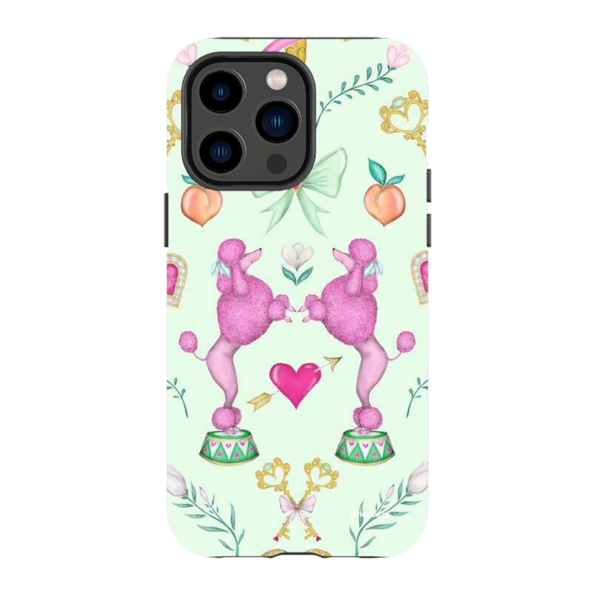 iPhone MagSafe Tough Case - Pink Poodle Parlour Mint By Catherine Rowe
