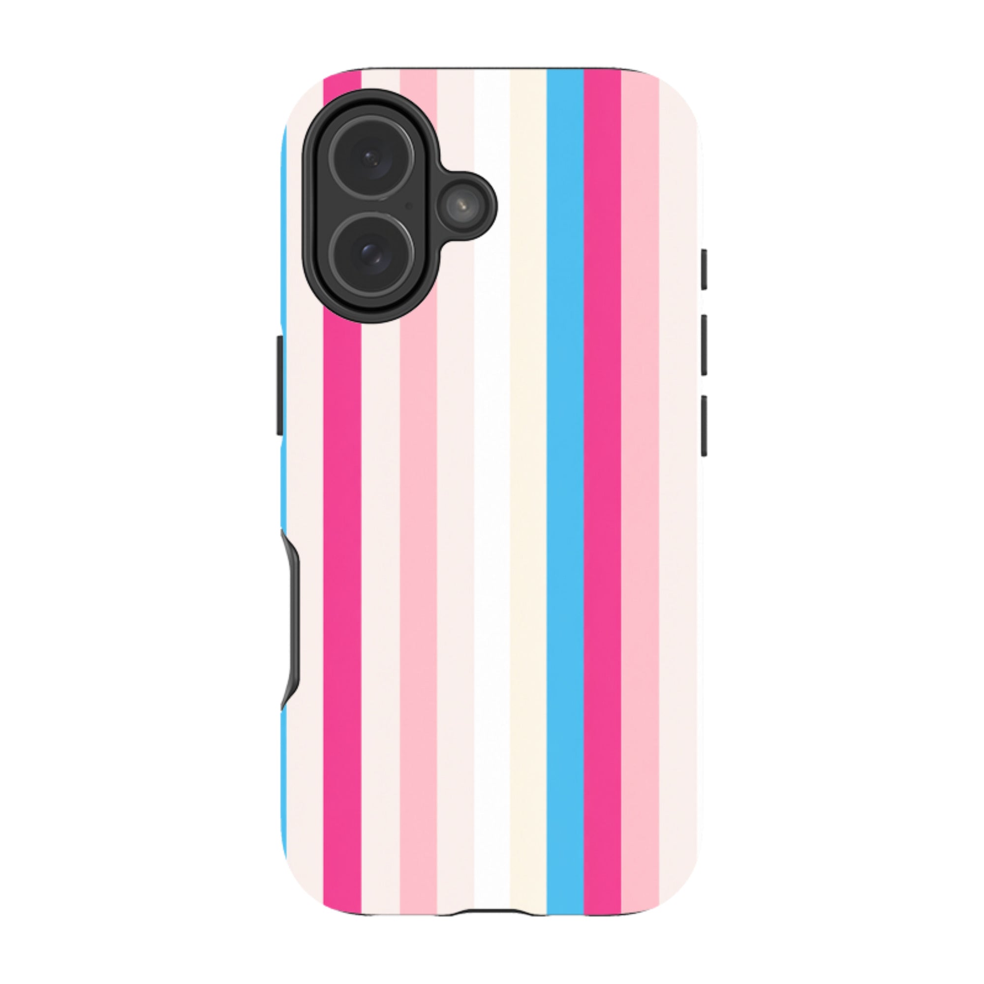iPhone Tough Case - Pink, Blue & Cream Stripe