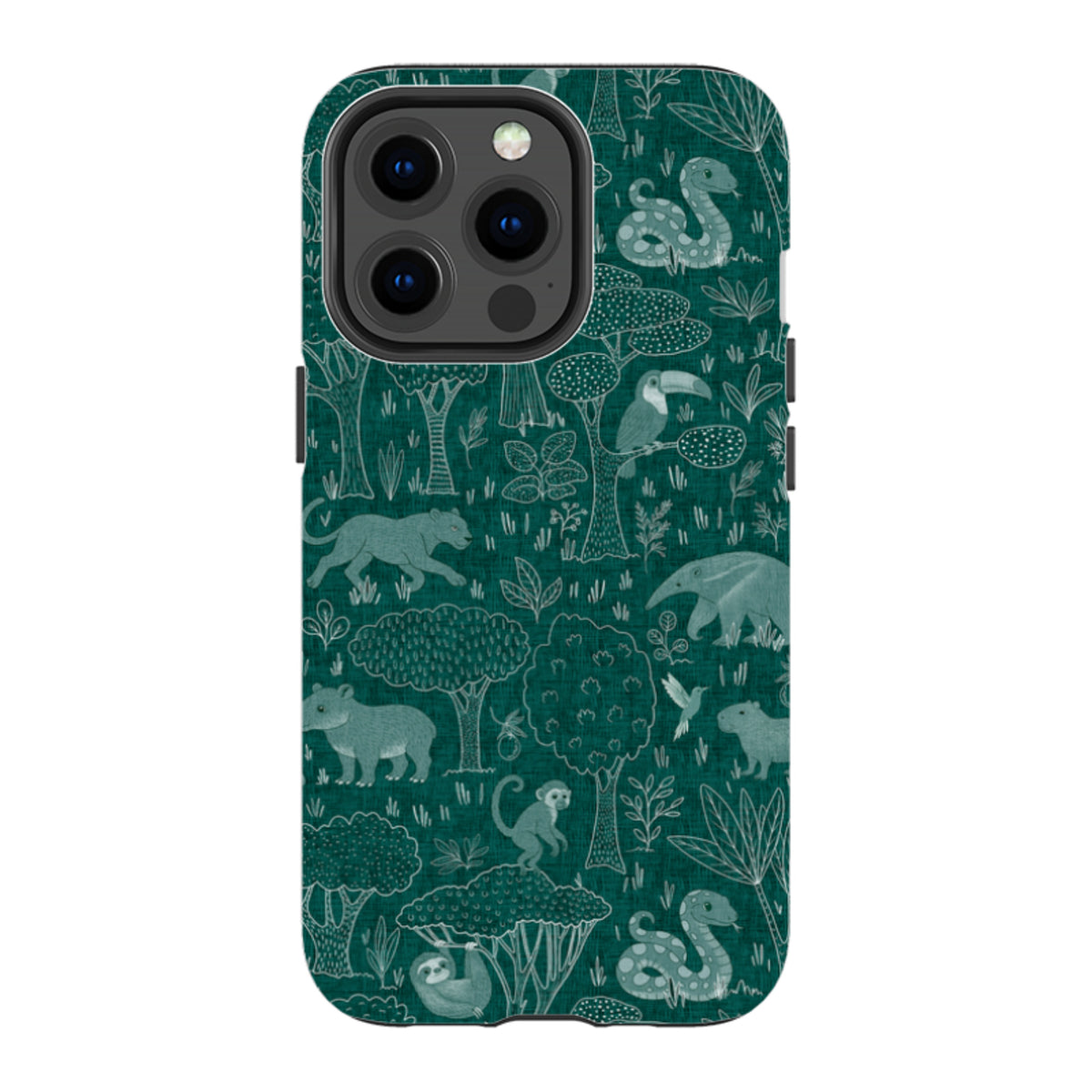 iPhone Tough Case - Tropical Jungle Animals teal By Katherine Quinn