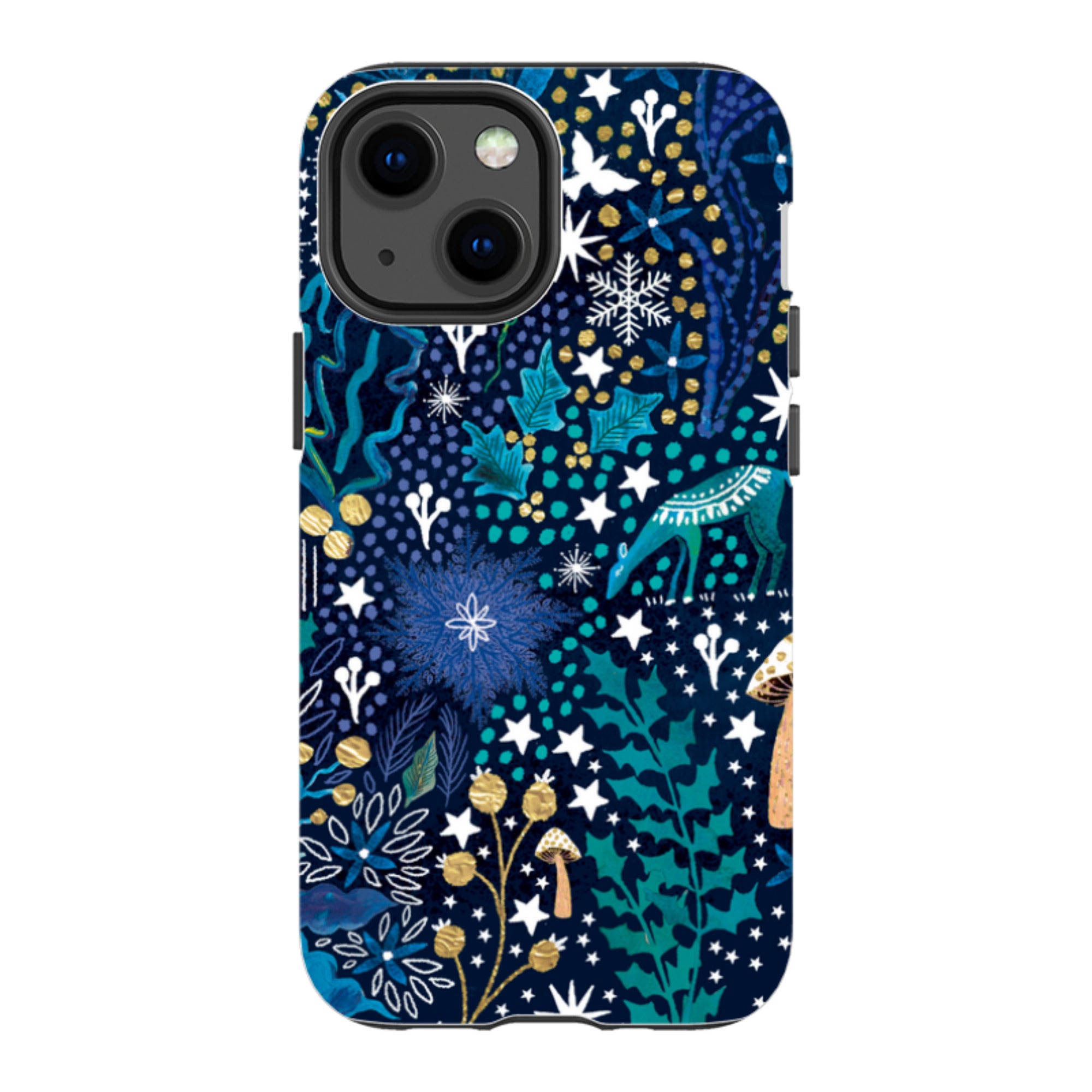 iPhone Tough Case - Winter Flowers Teal By Emma Frances Grant
