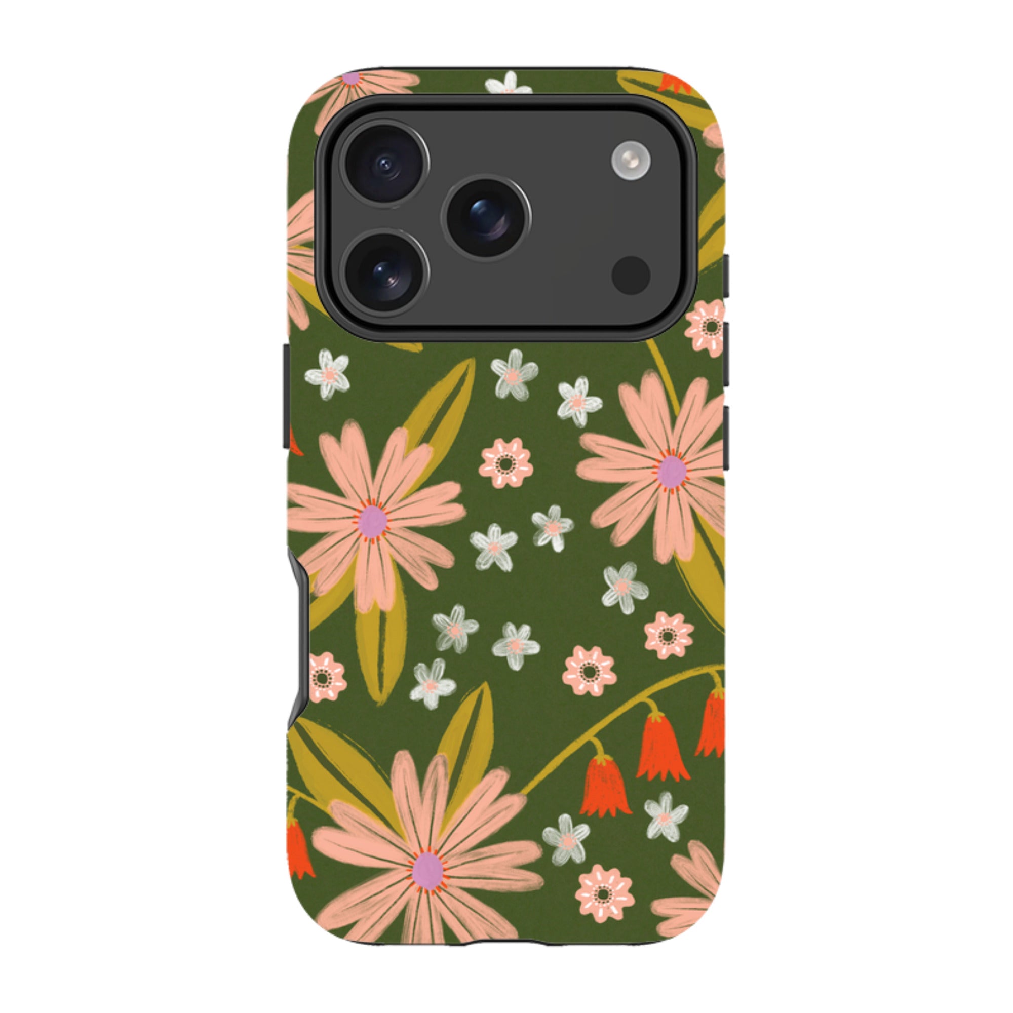 iPhone Tough Case - Red and Green Floral Pattern By Lee Foster Wilson
