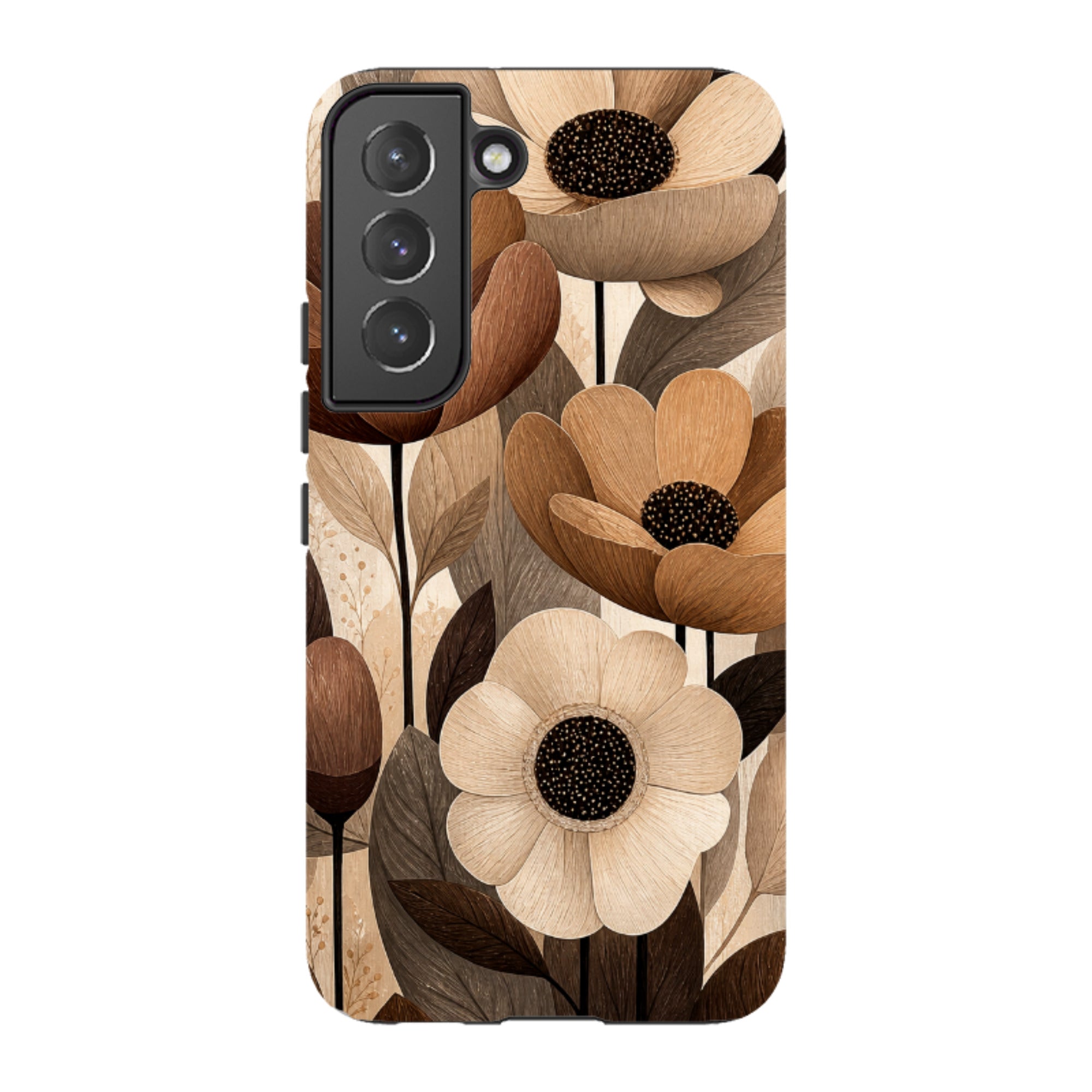 Samsung Tough Case - Chocolate Woodgrain Floral