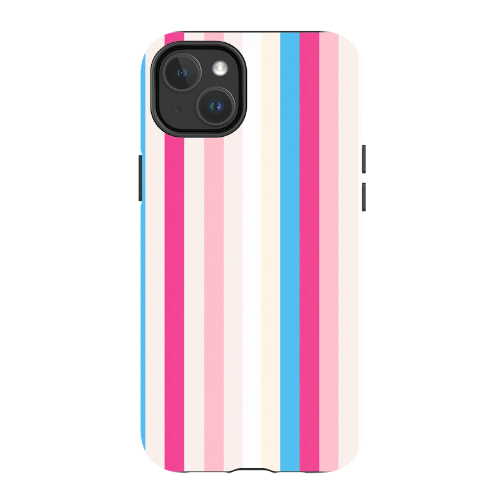 iPhone MagSafe Tough Case - Pink, Blue & Cream Stripe