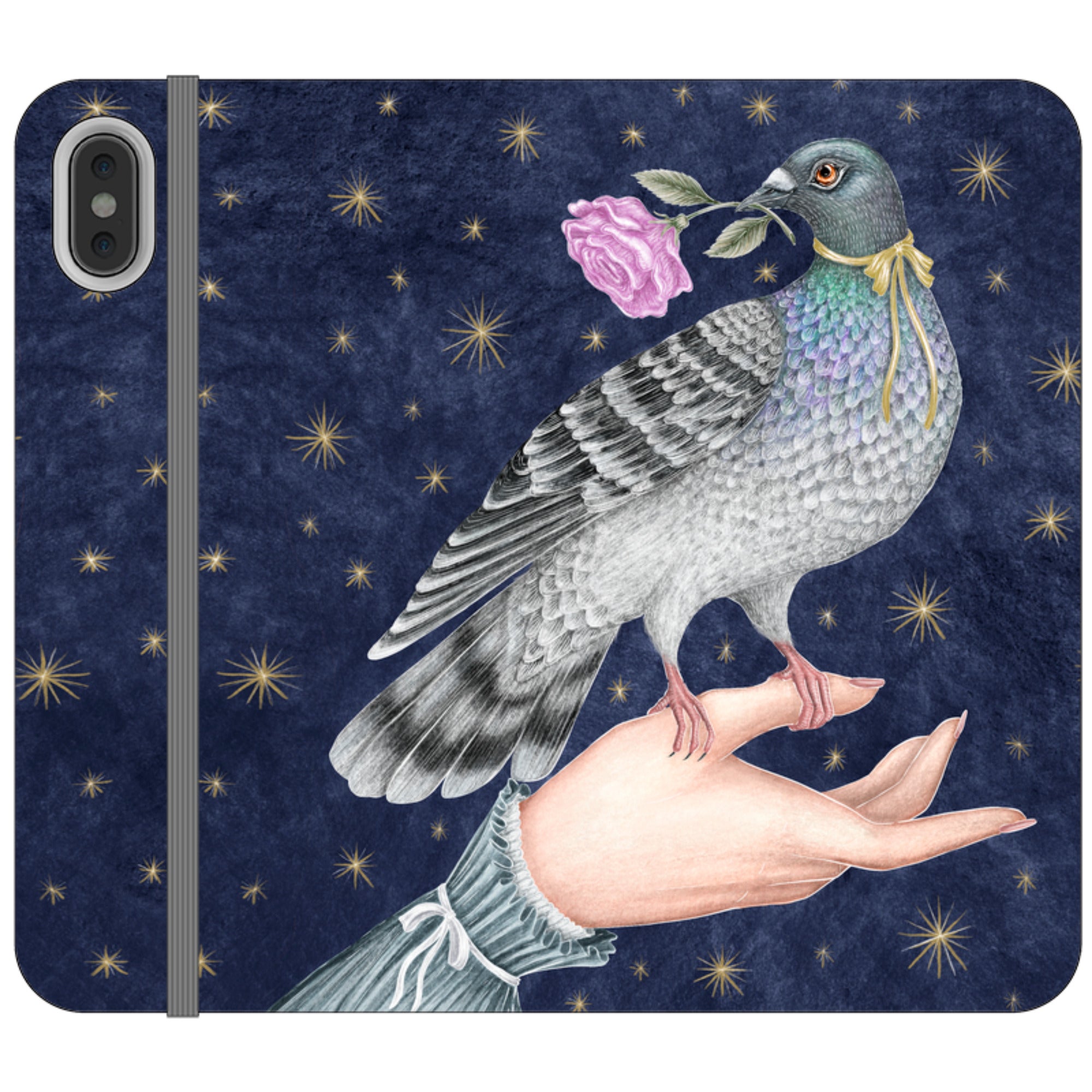 Pigeon With Rose Wallet Case By Catherine Rowe