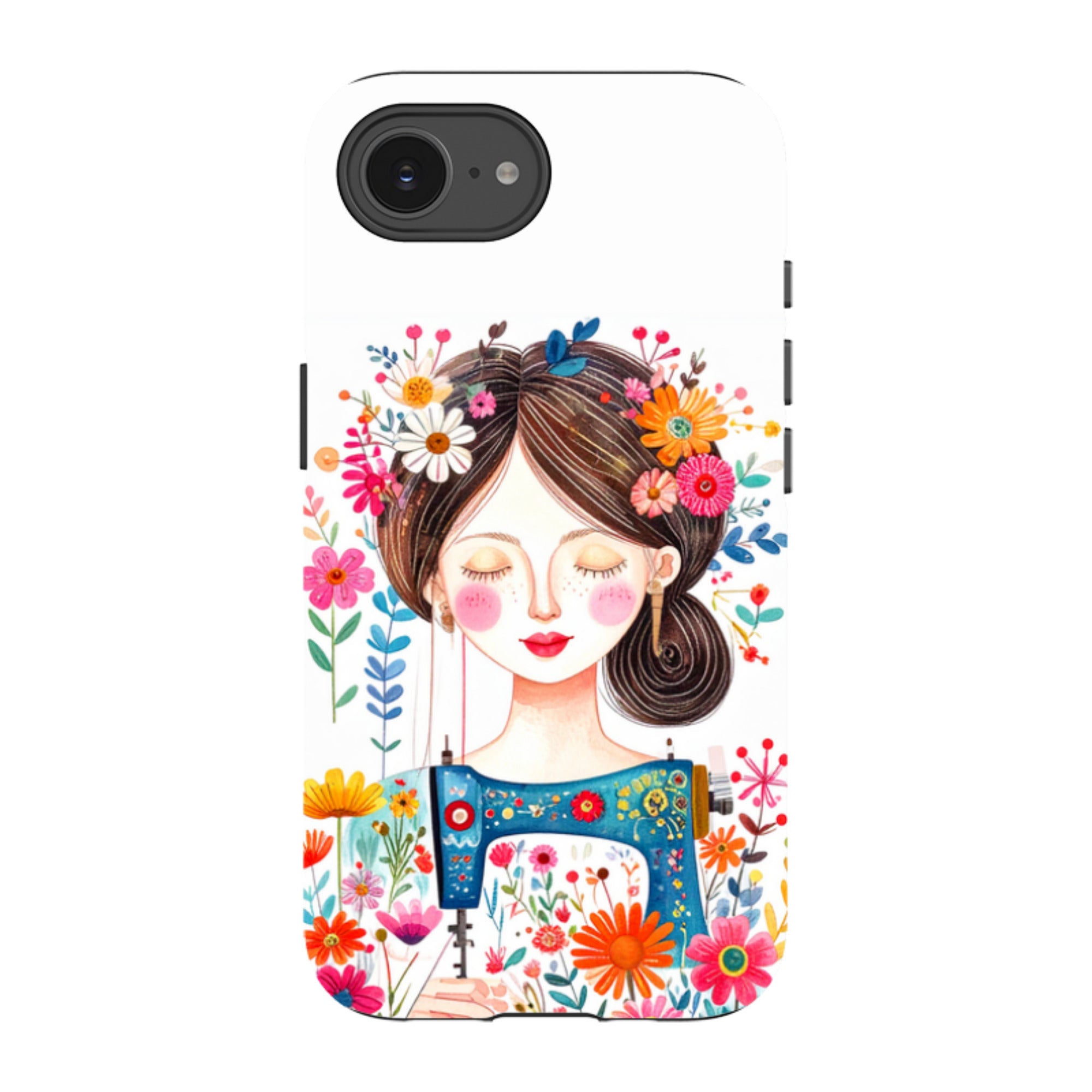 iPhone Case - Floral Sewing Lady