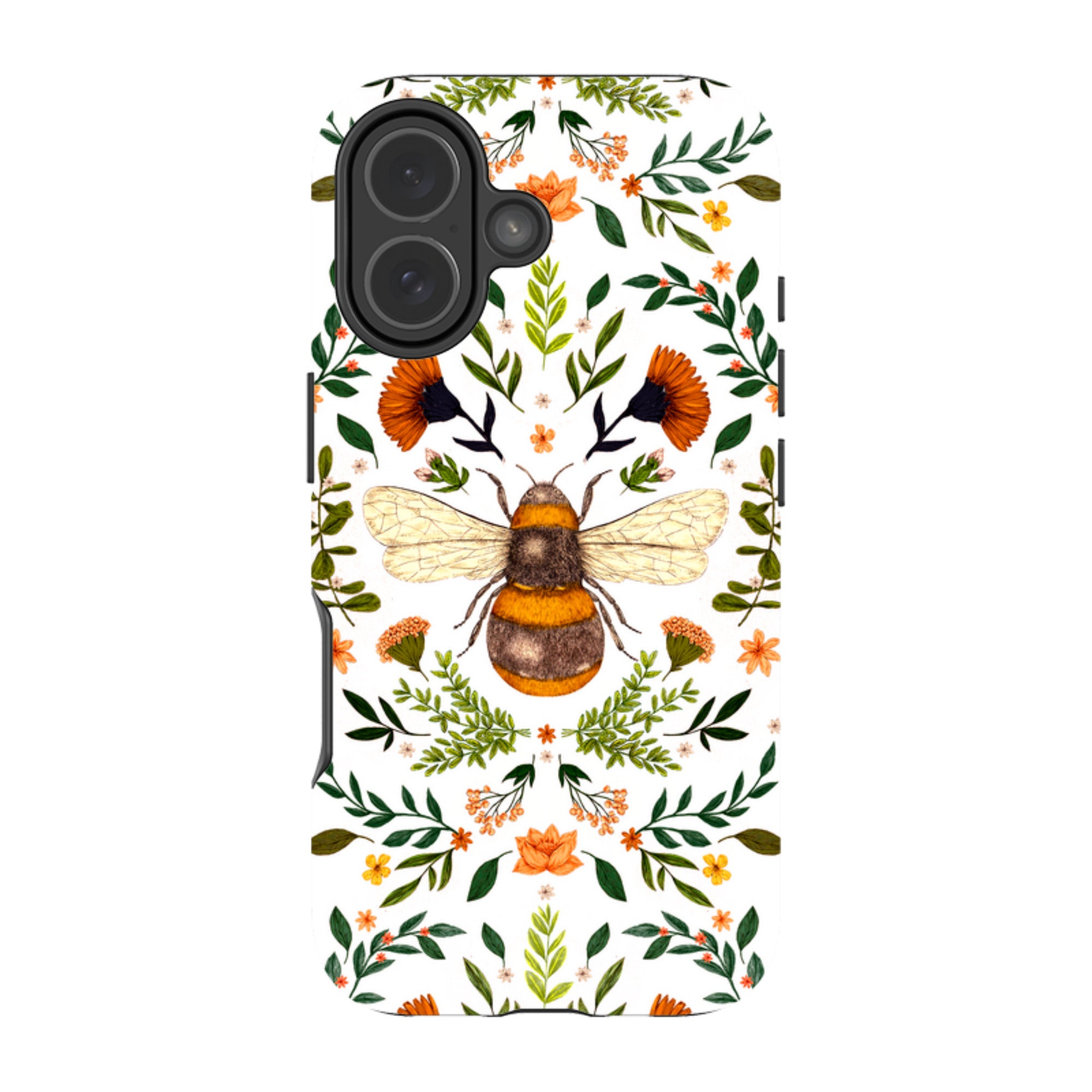 iPhone MagSafe Tough Case -  Botanical Bee White By Jade Mosinski