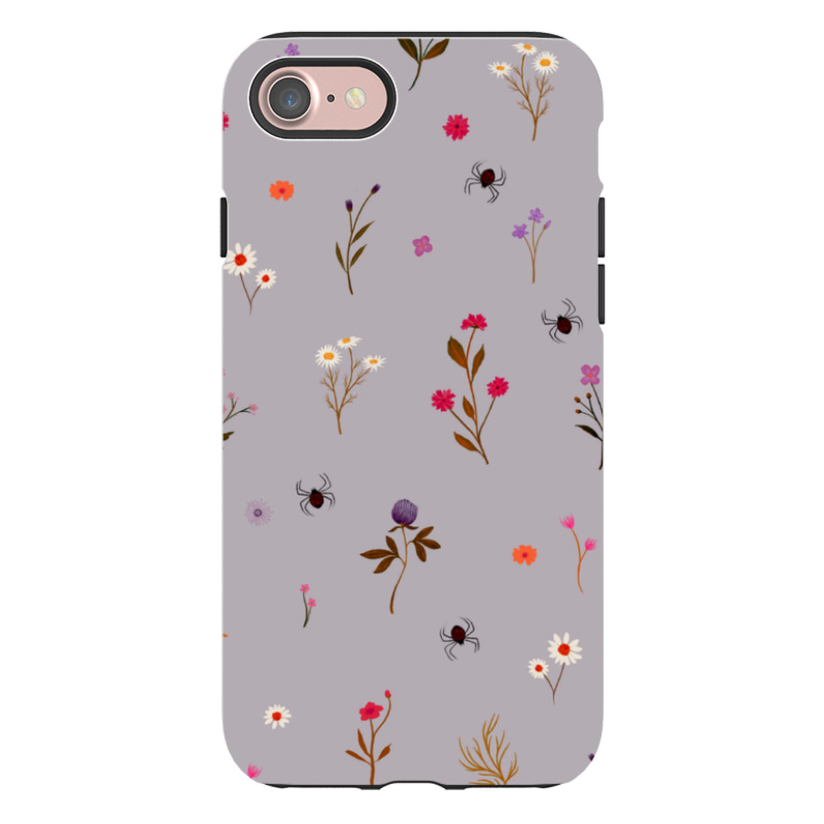 iPhone Tough Case - Florals and Spiders - Mauve By Katherine Quinn