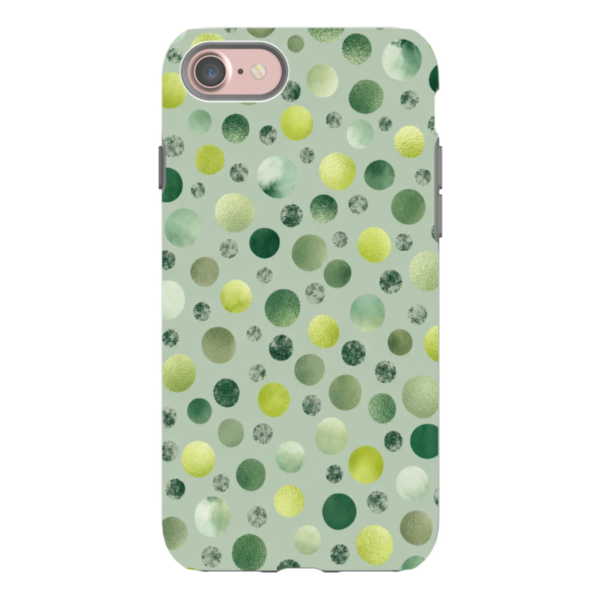 iPhone Tough Case - Sage Green Polka Dot