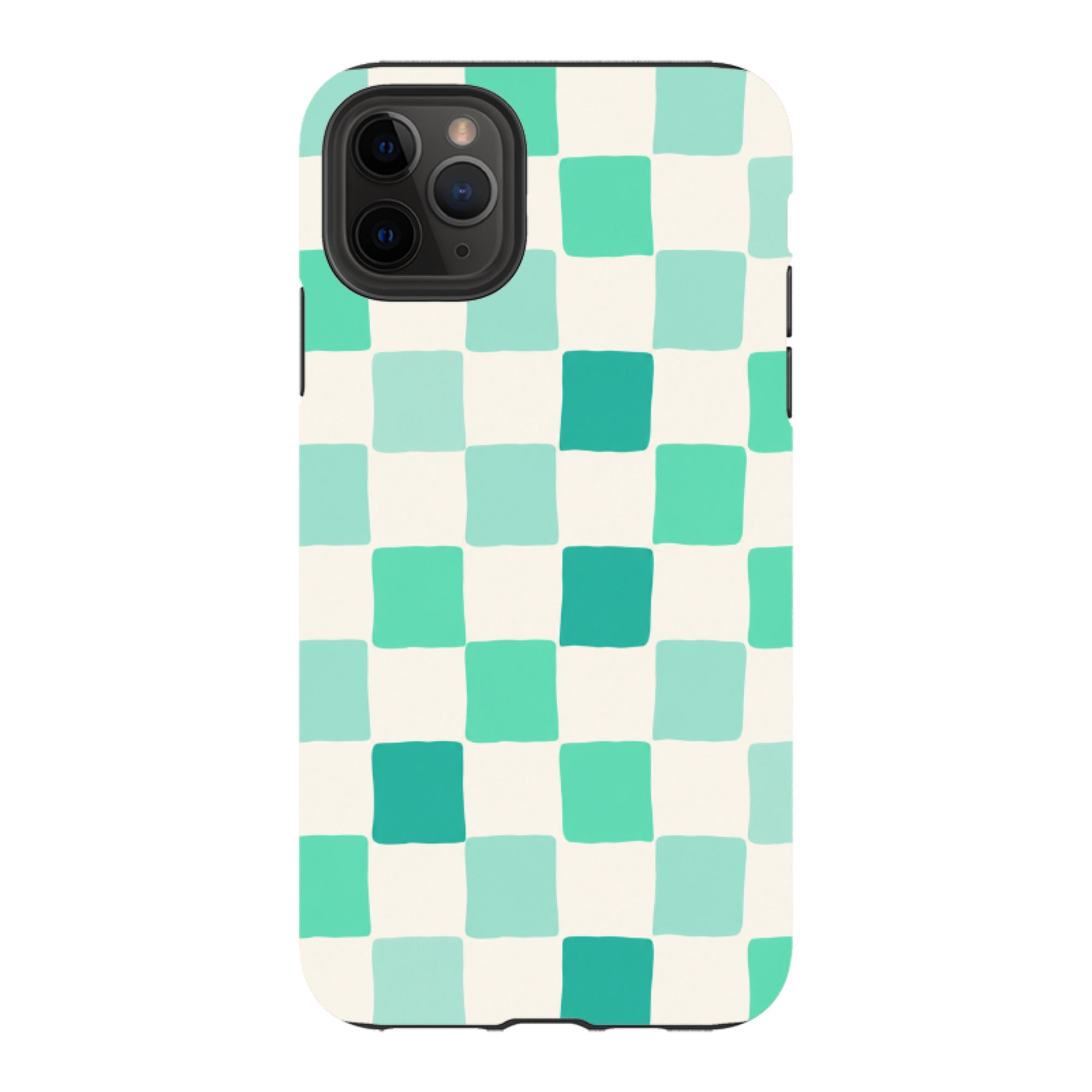 iPhone Tough Case - Mint Green Checkerboard