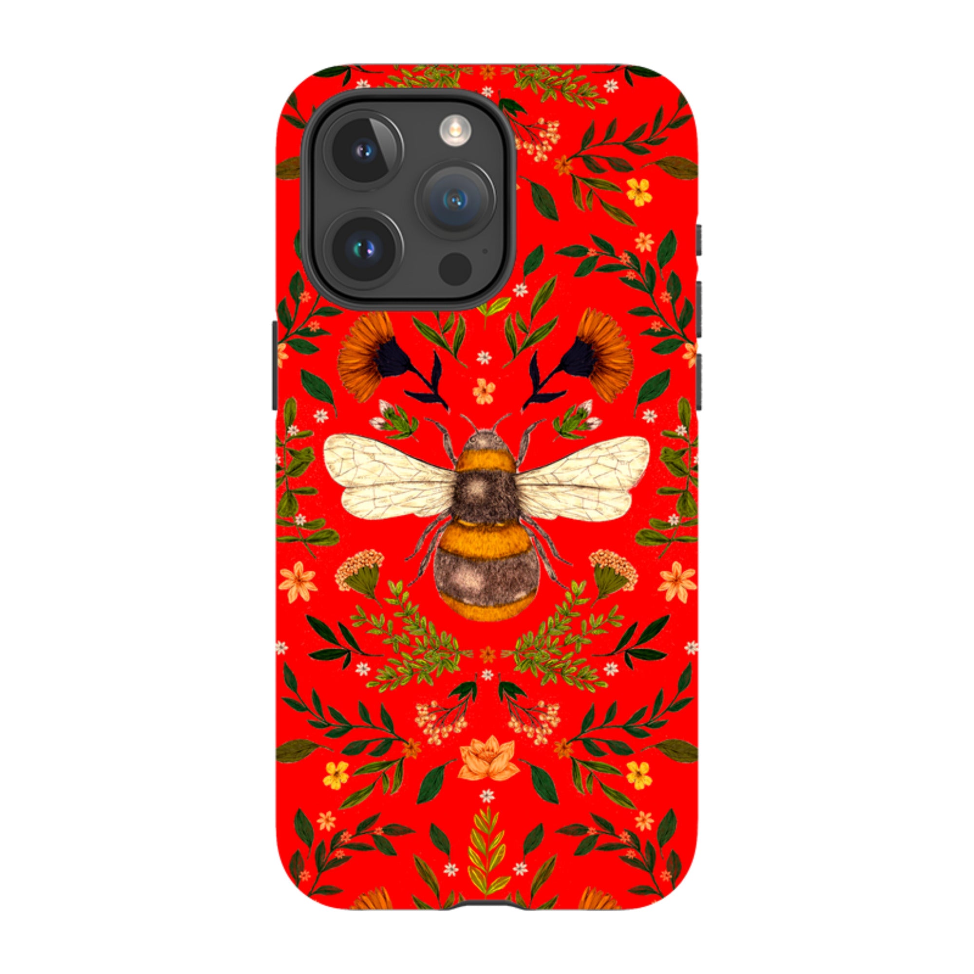 iPhone MagSafe Tough Case -  Botanical Bee Red By Jade Mosinski