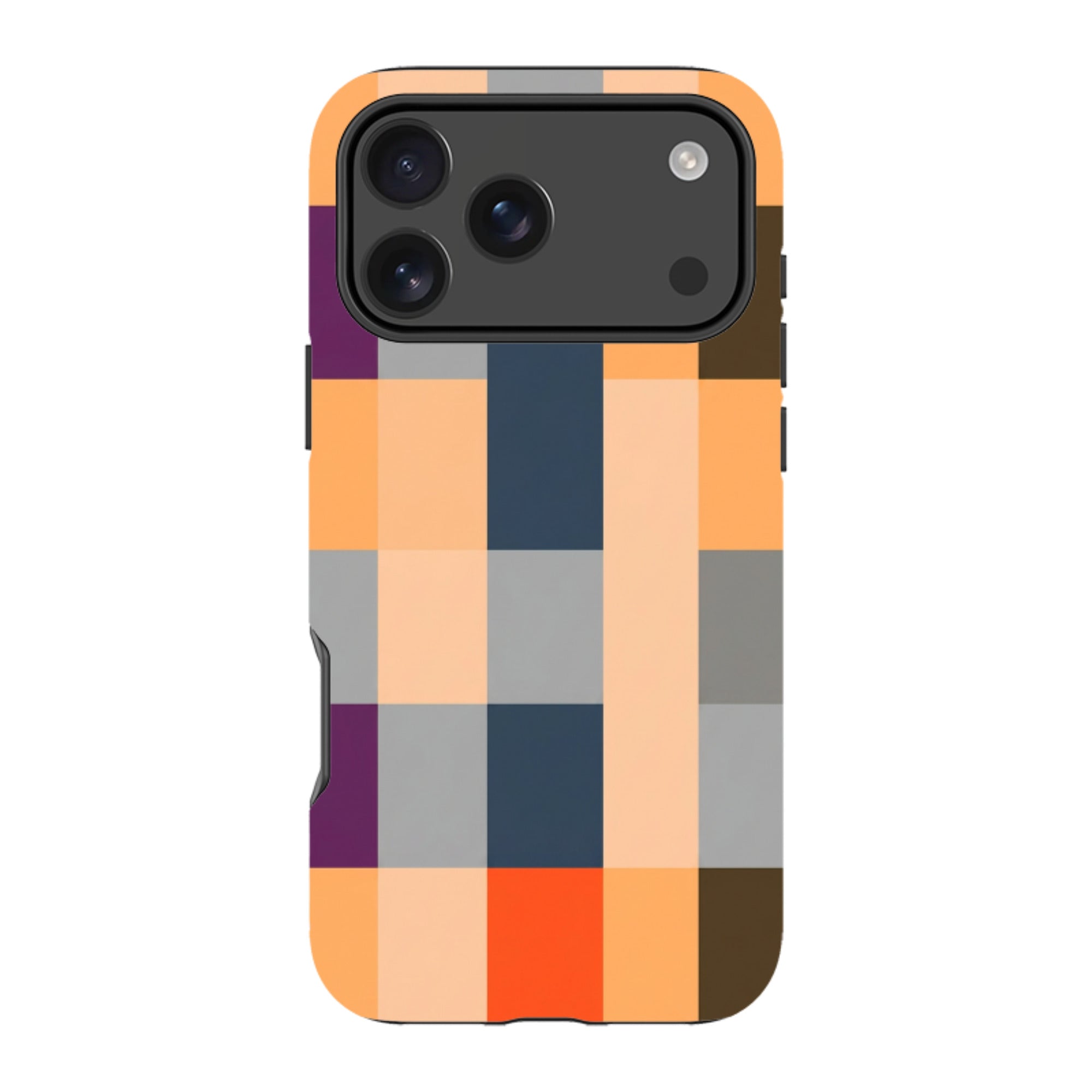 iPhone Tough Case - Orange and Purple Plaid