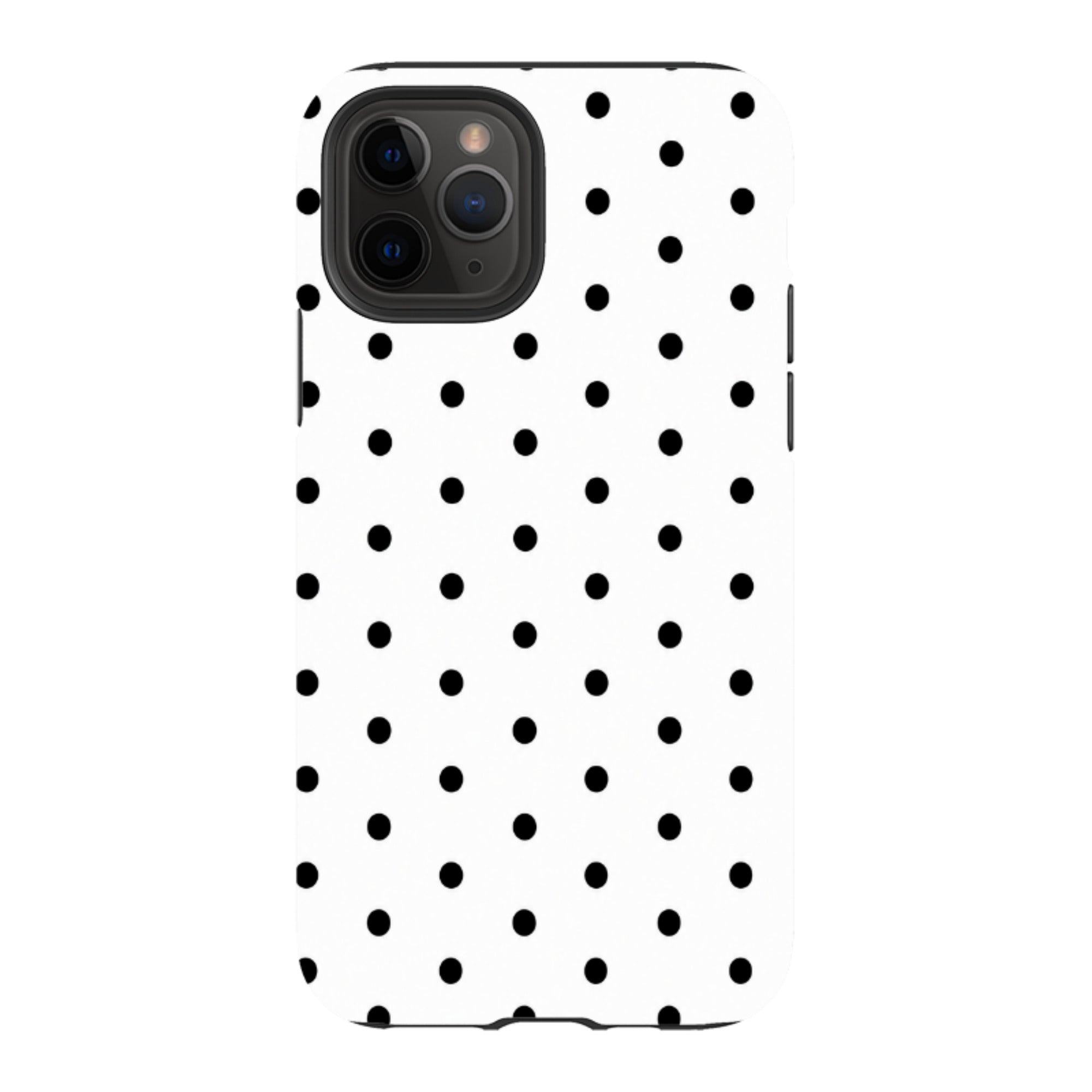 iPhone Tough Case - White & Black Polka Dot