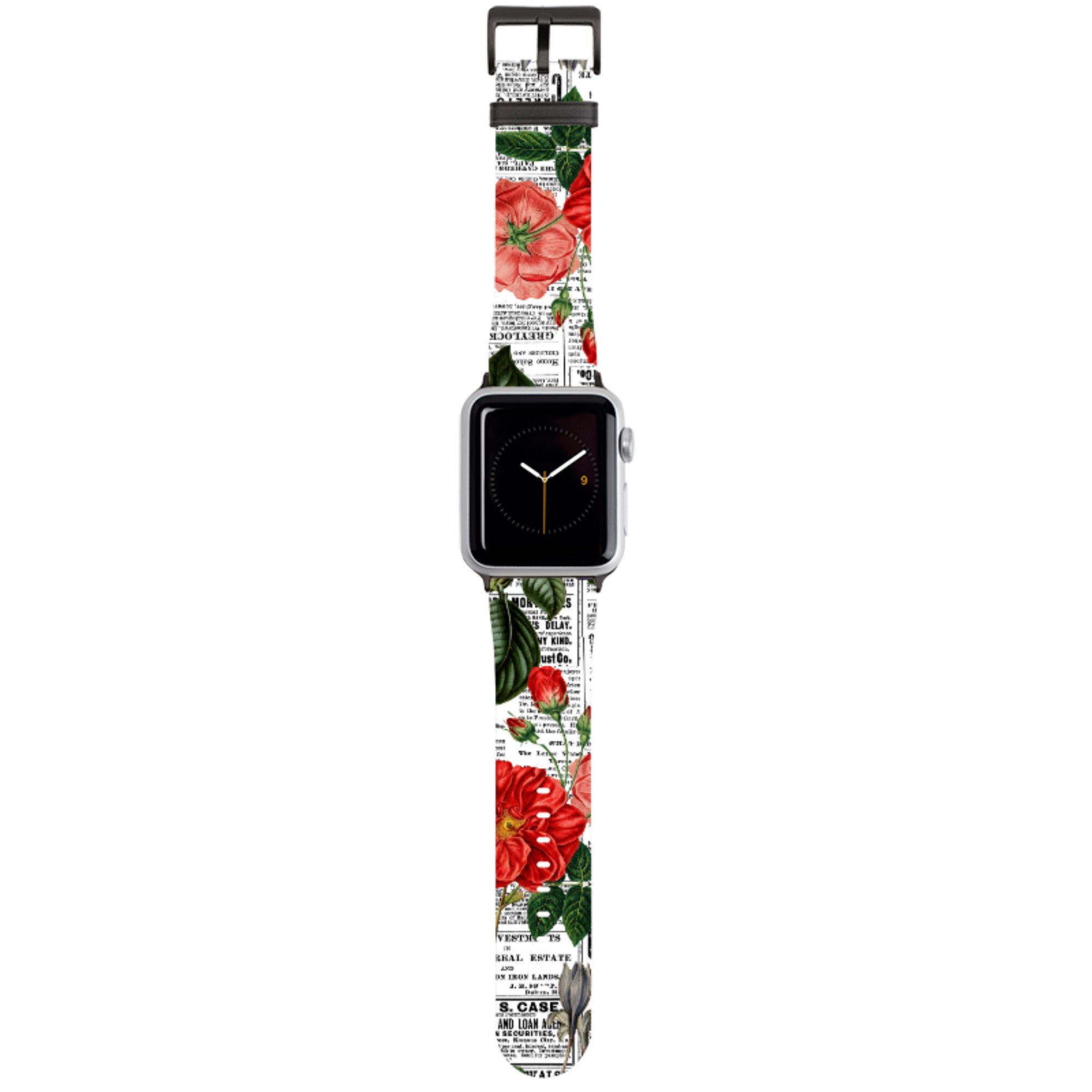 Floral Newsprint Apple Watch Strap