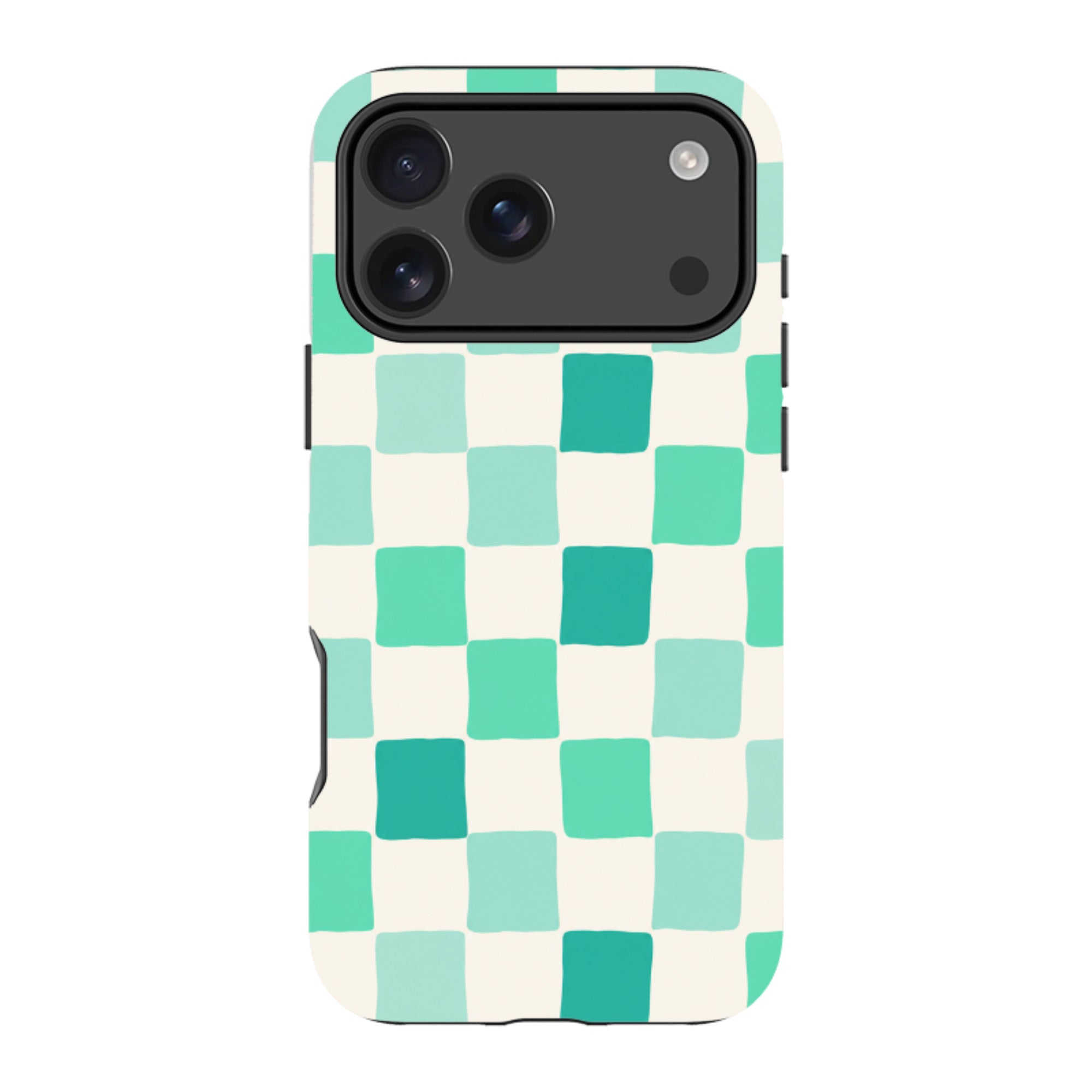iPhone MagSafe Tough Case - Mint Green Checkerboard