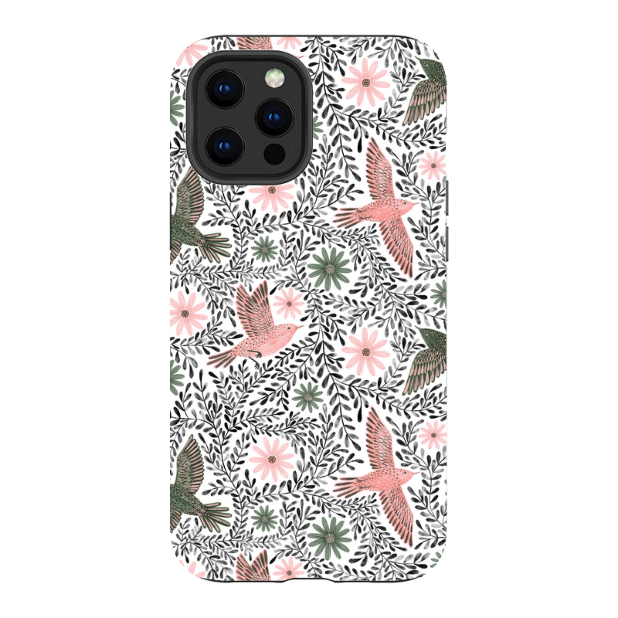 iPhone Tough Case - Bird Pattern Black By Lee Foster Wilson