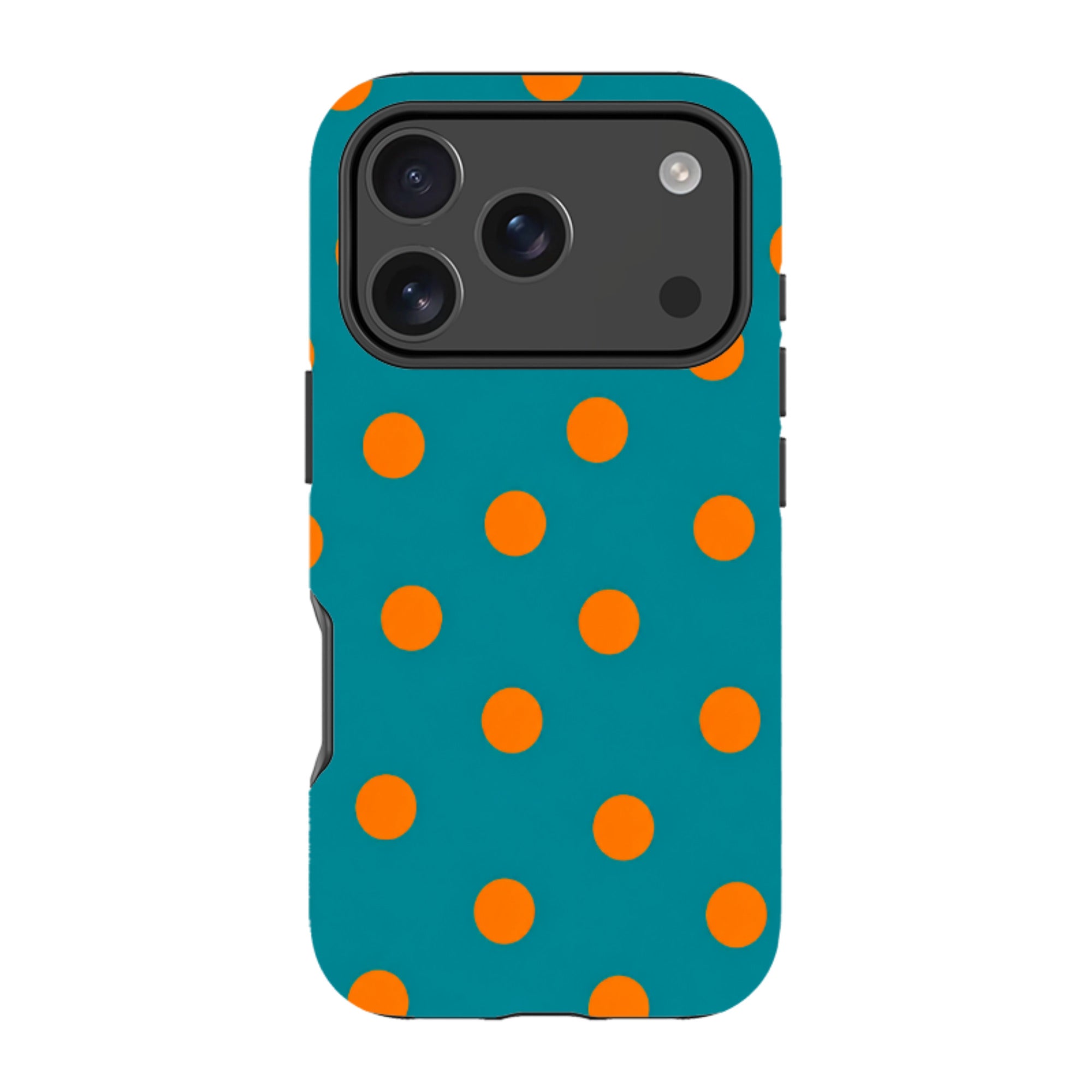 iPhone Tough Case - Teal & Orange Polka Dot
