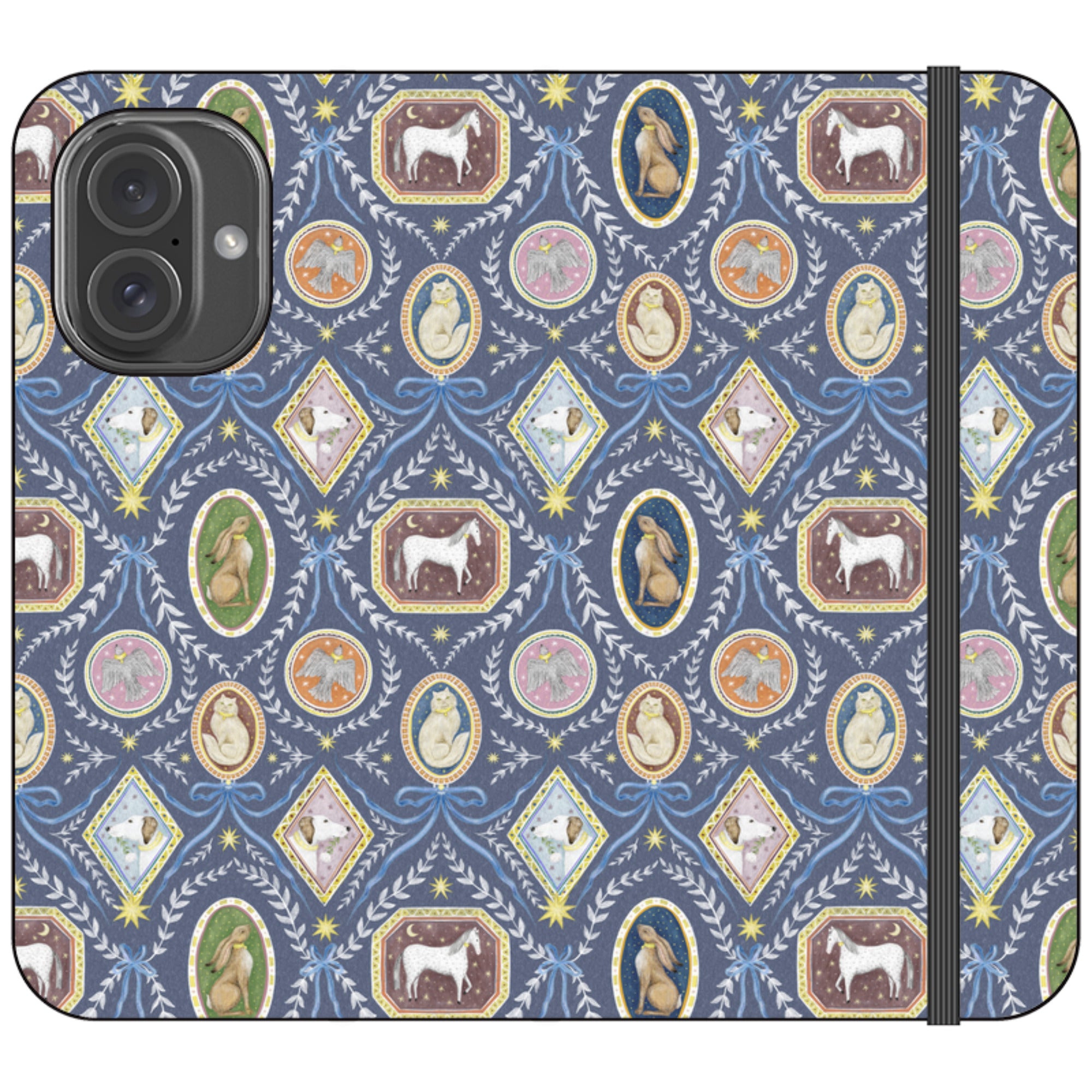 Charleston Dusk Blue Wallet Case By Catherine Rowe