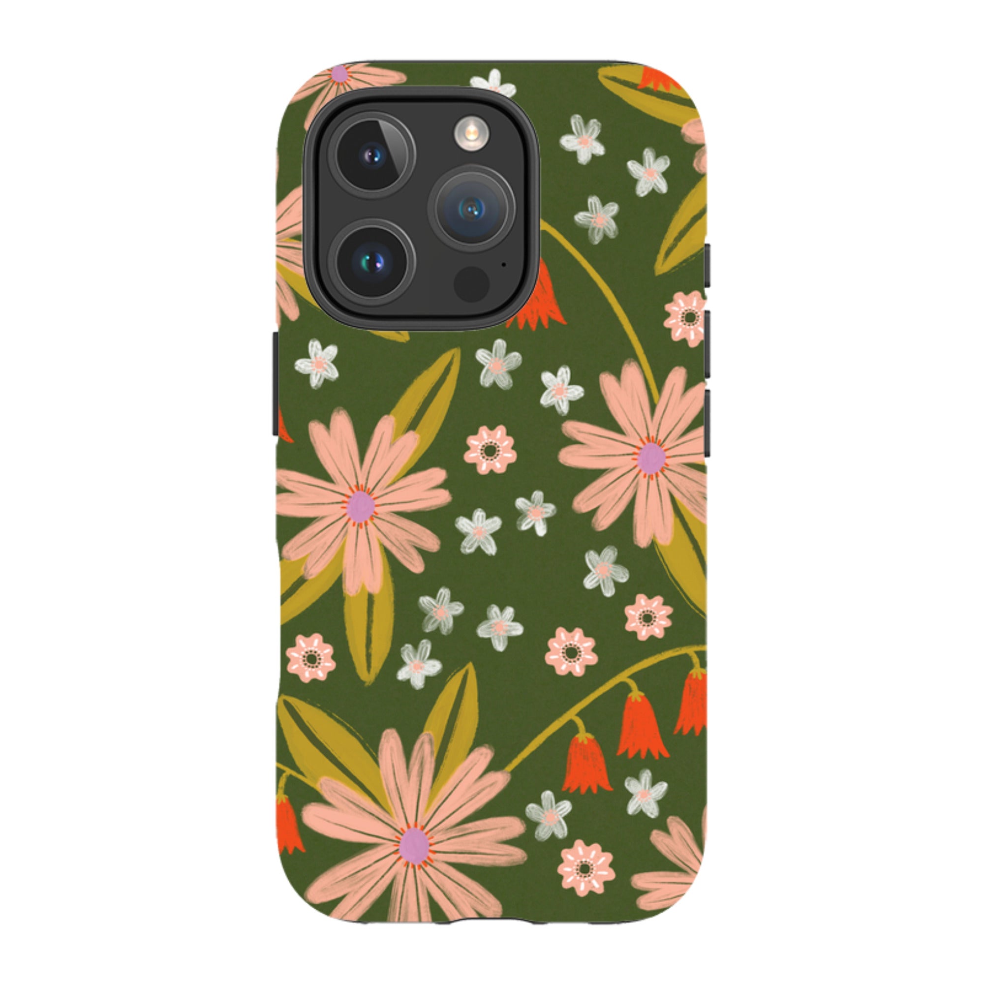 iPhone Tough Case - Red and Green Floral Pattern By Lee Foster Wilson