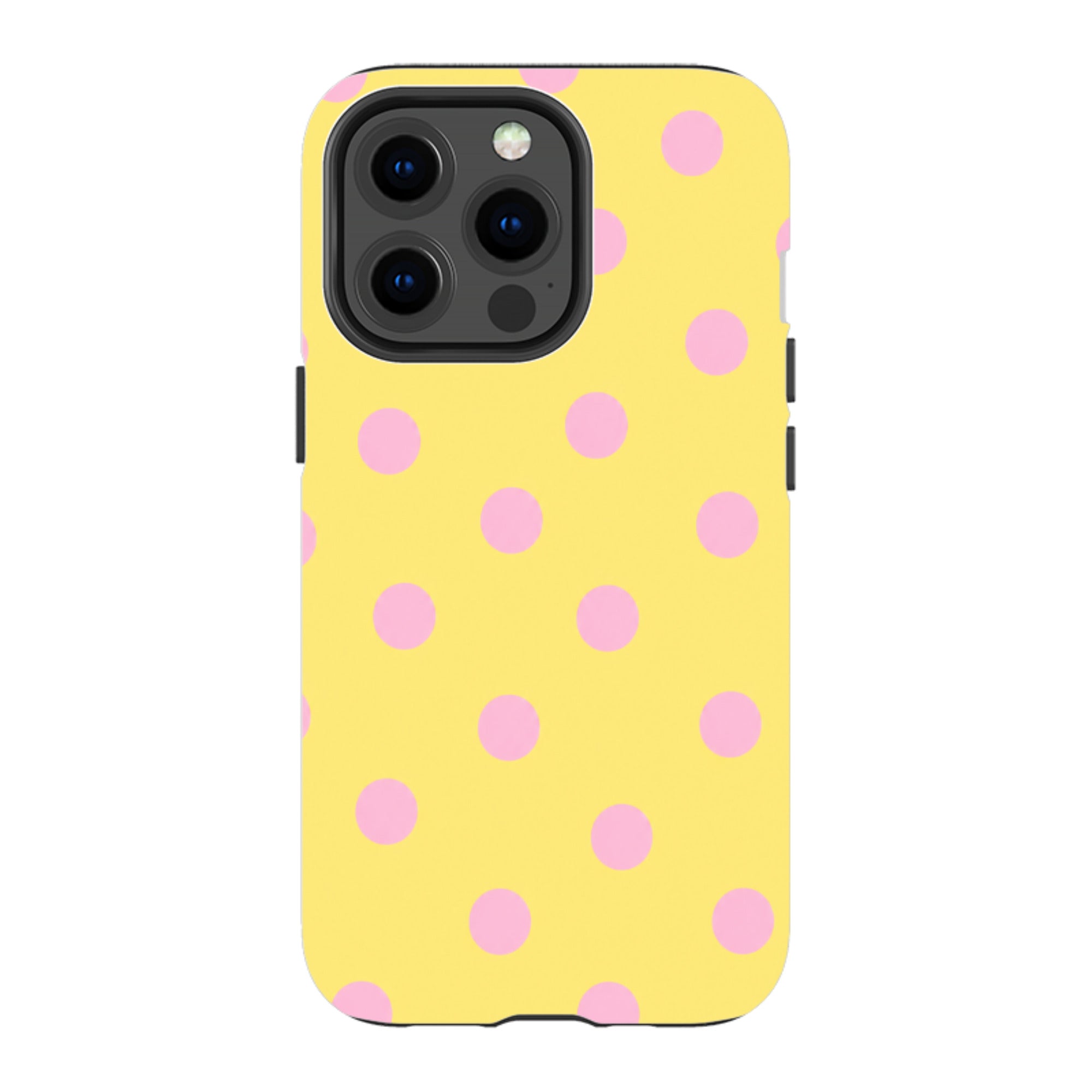 iPhone Tough Case - Yellow & Pink Polka Dot