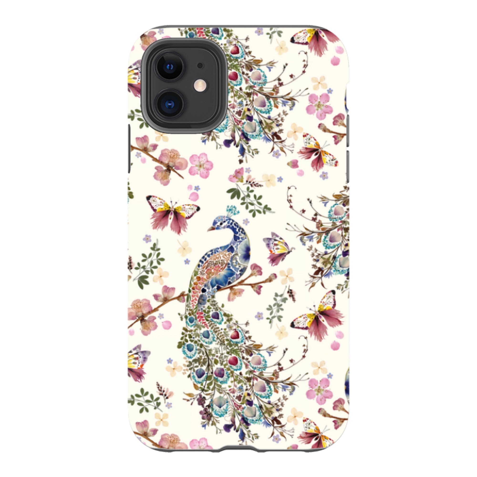 iPhone Tough Case - Peacock and Cherry Blossoms By Helen Ahpornsiri
