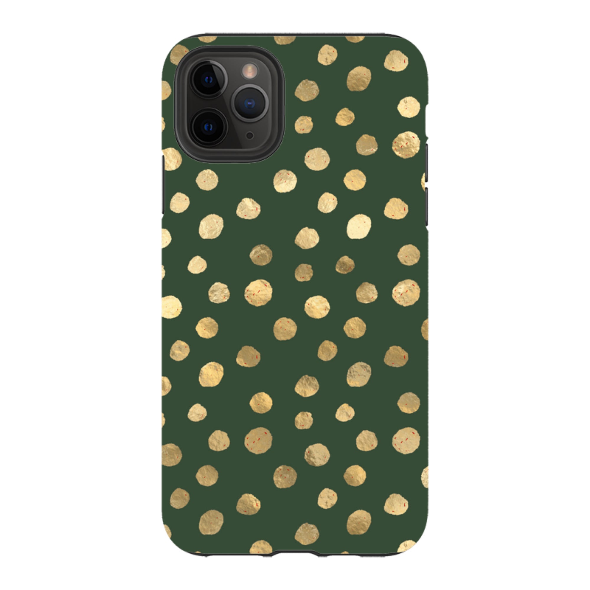 iPhone Tough Case - Green and Gold Dots