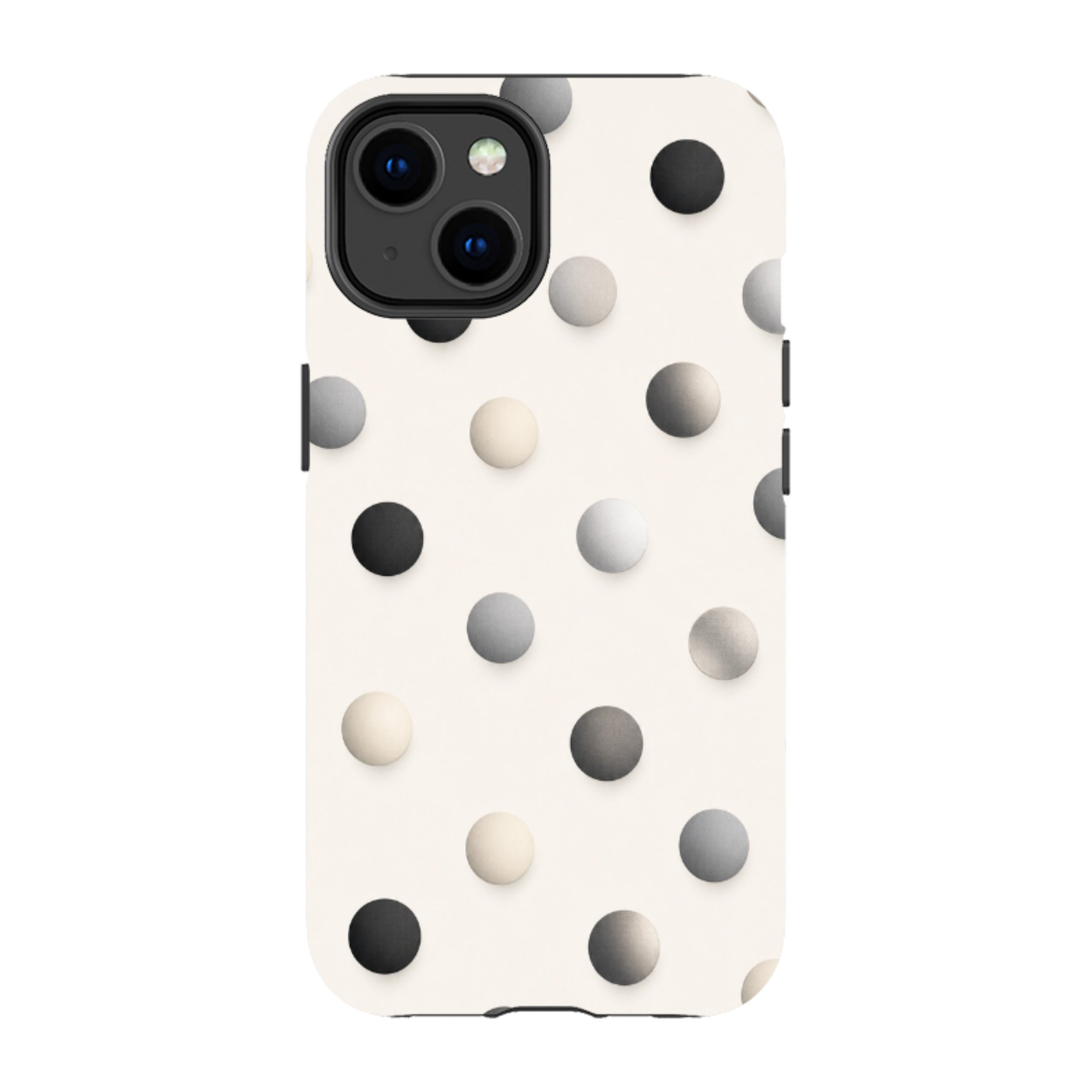 iPhone Tough Case - Cream & Grey Polka Dot