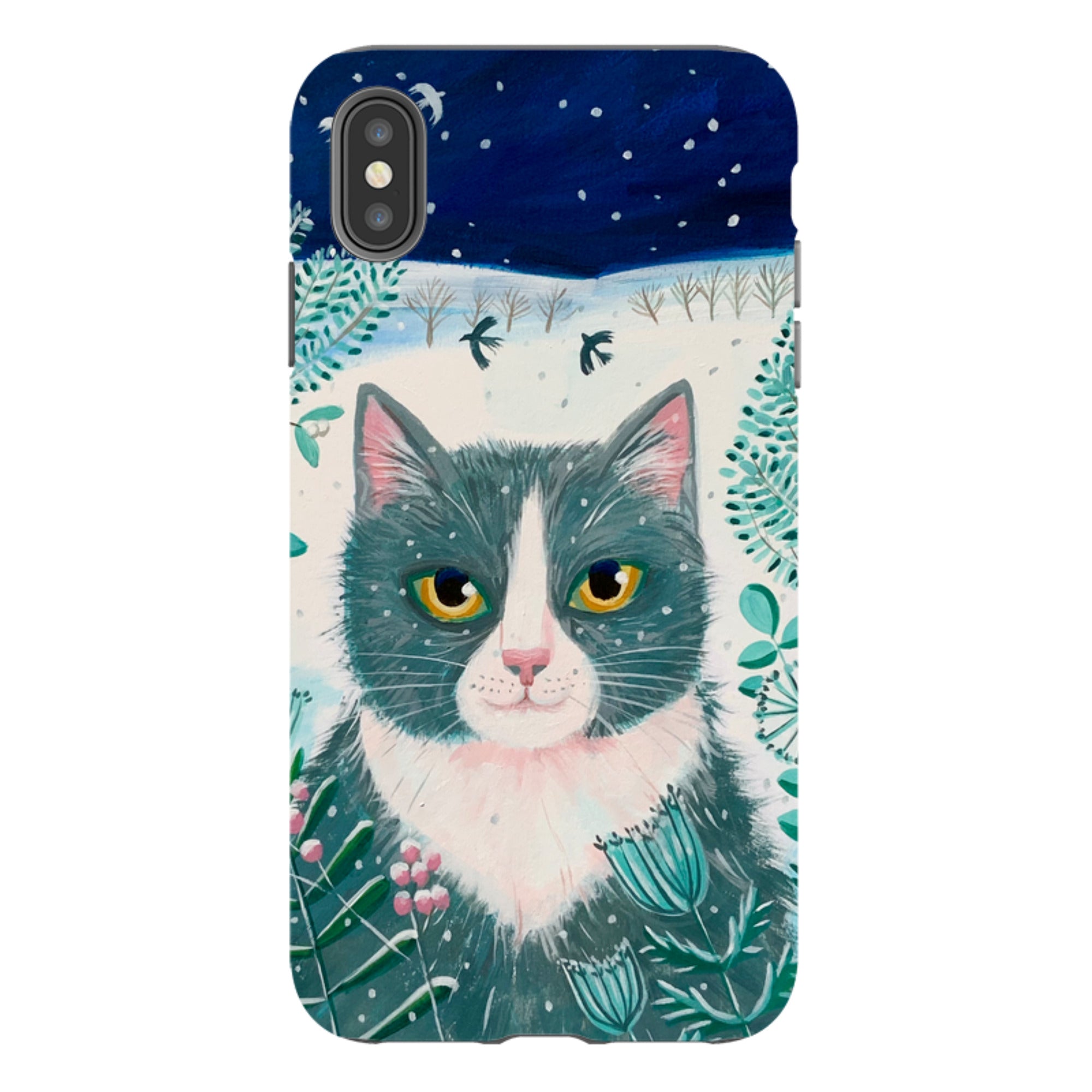 iPhone Tough Case - Xmas Cat By Mary Stubberfield