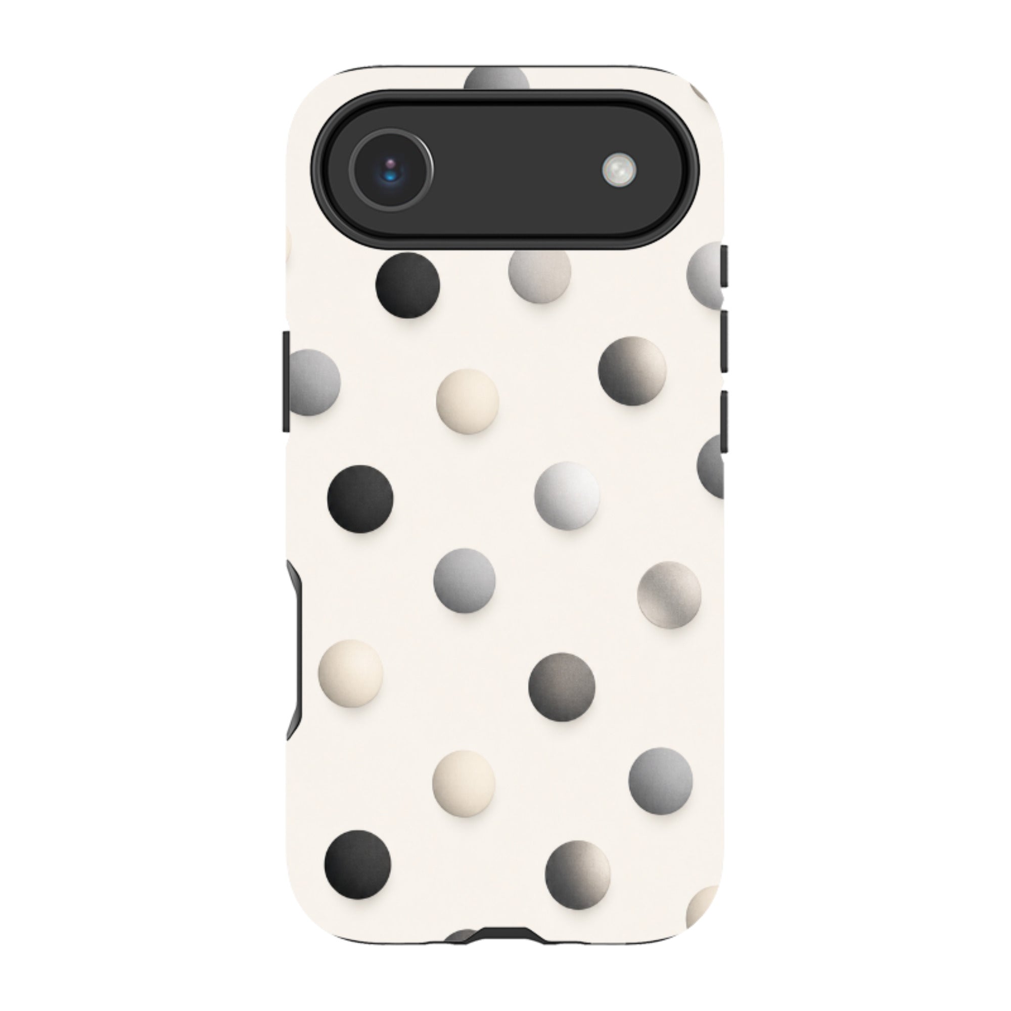 iPhone MagSafe Tough Case - Cream & Grey Polka Dot