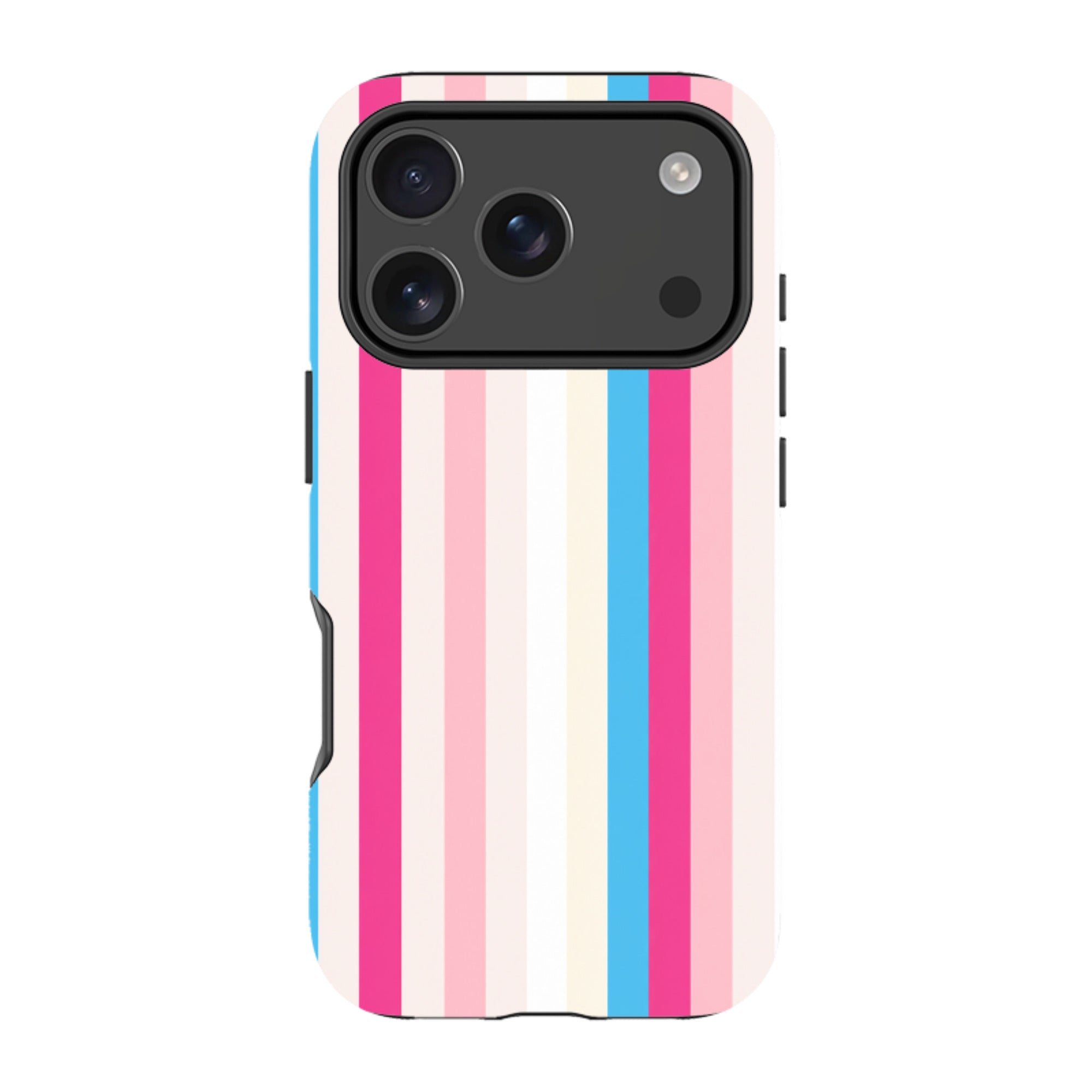 iPhone Tough Case - Pink, Blue & Cream Stripe